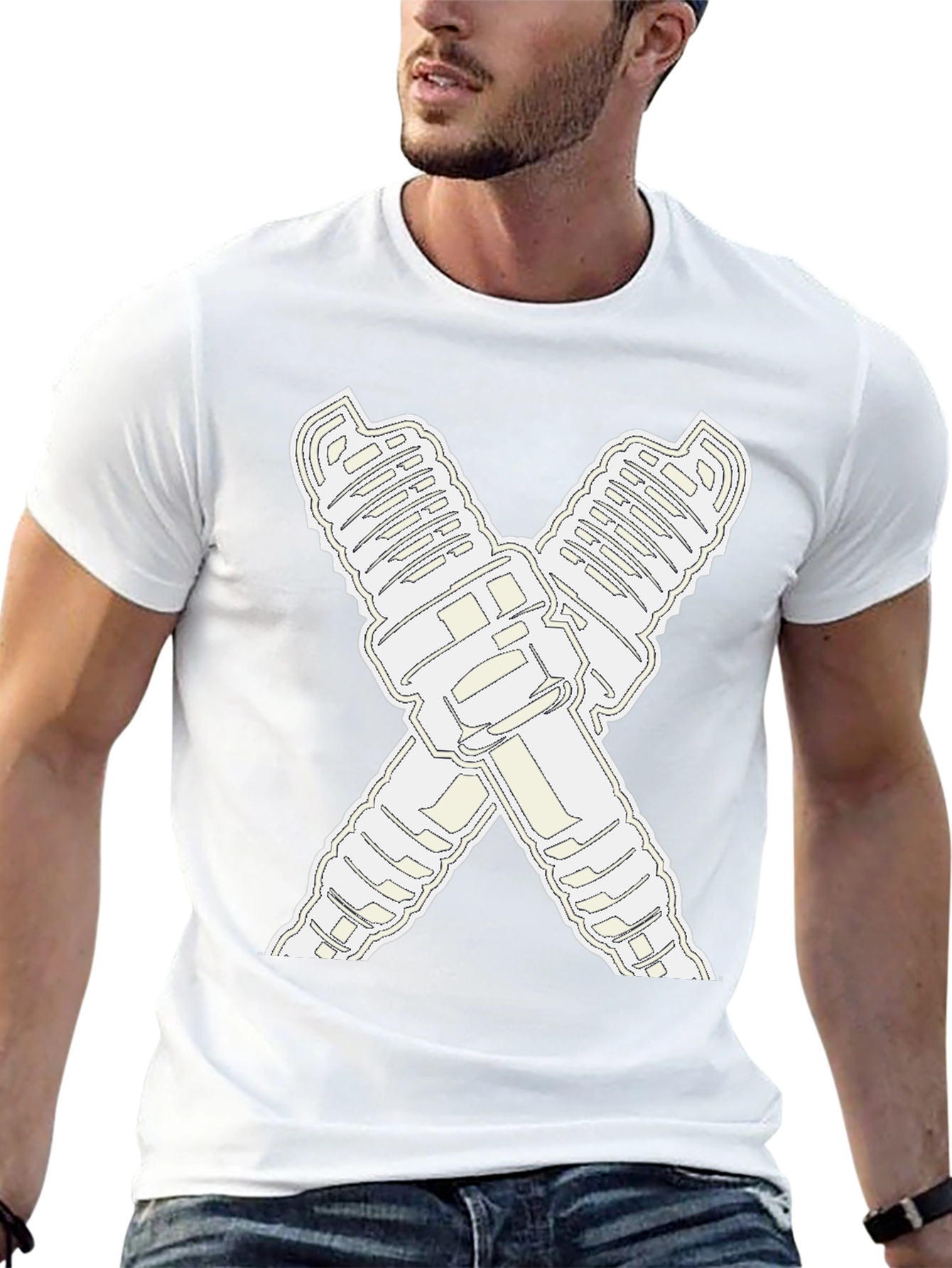 Crossed Spark Plugs Graphic Tee - Black