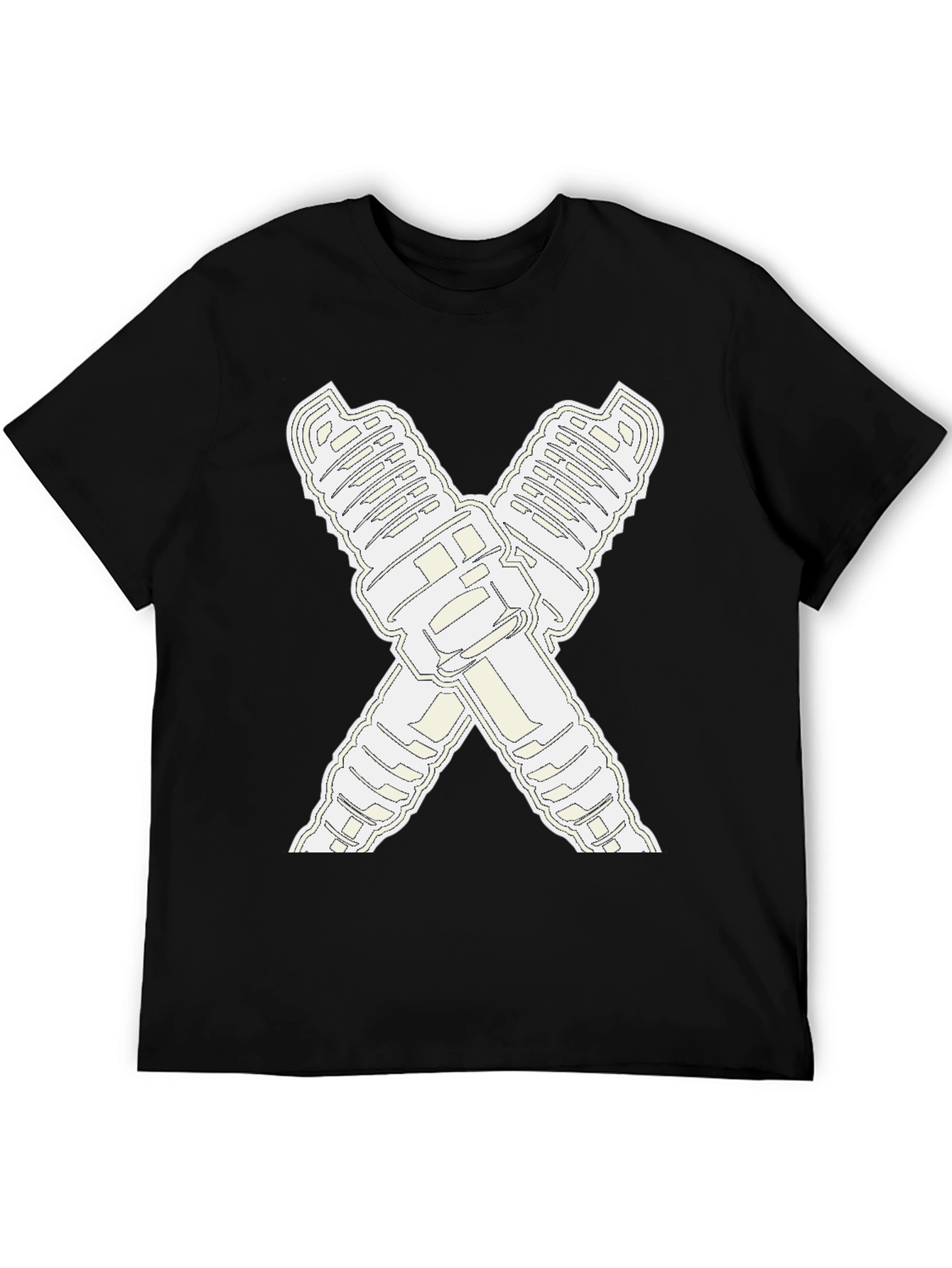 Crossed Spark Plugs Graphic Tee - Black