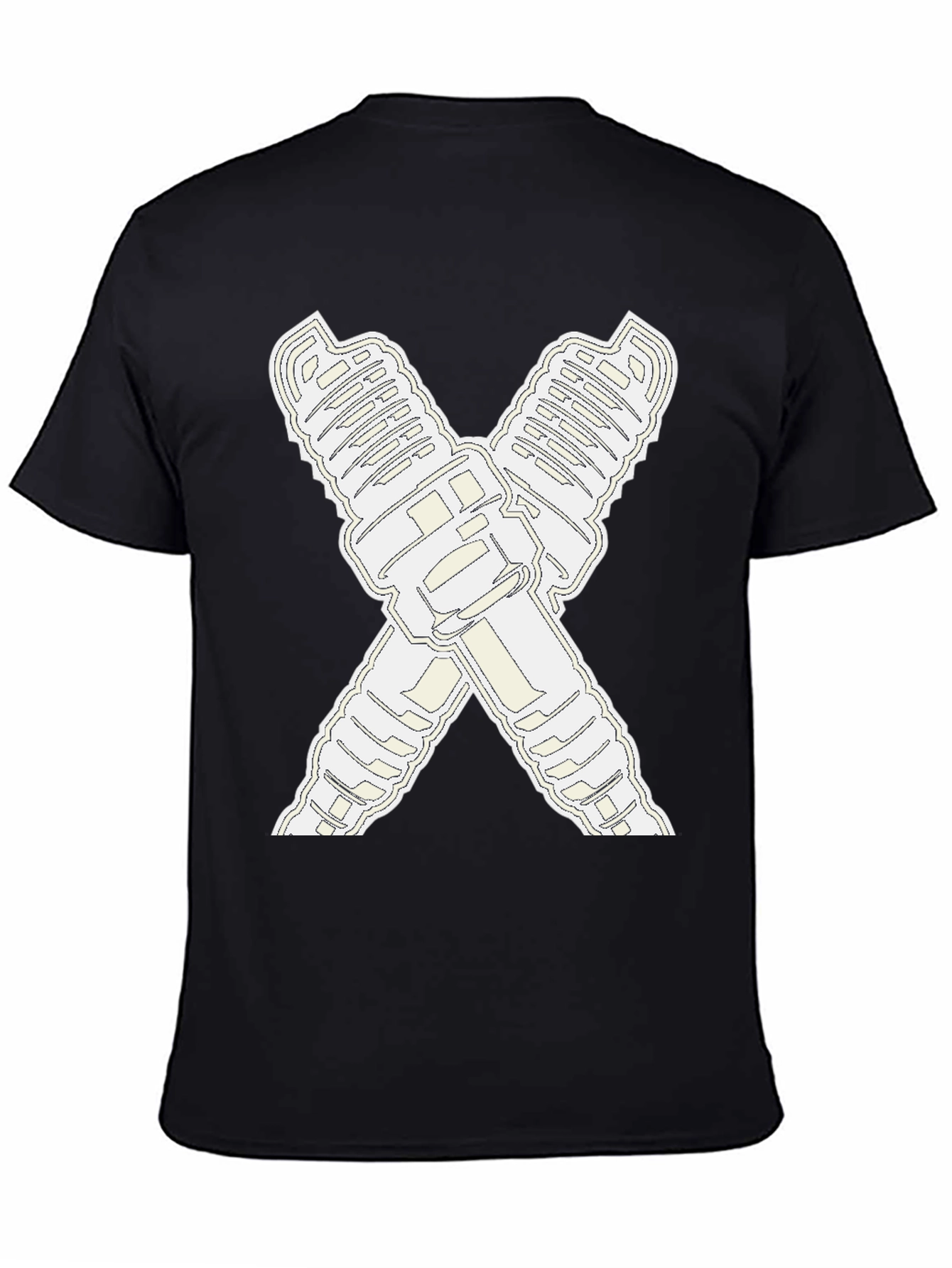 Crossed Spark Plugs Graphic Tee - Black