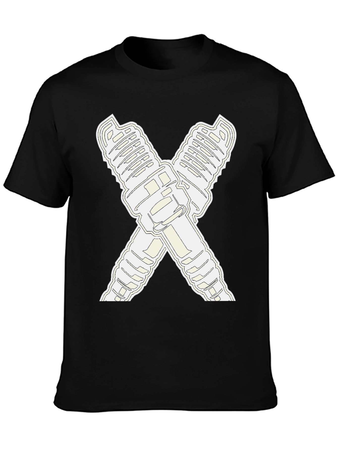 Crossed Spark Plugs Graphic Tee - Black