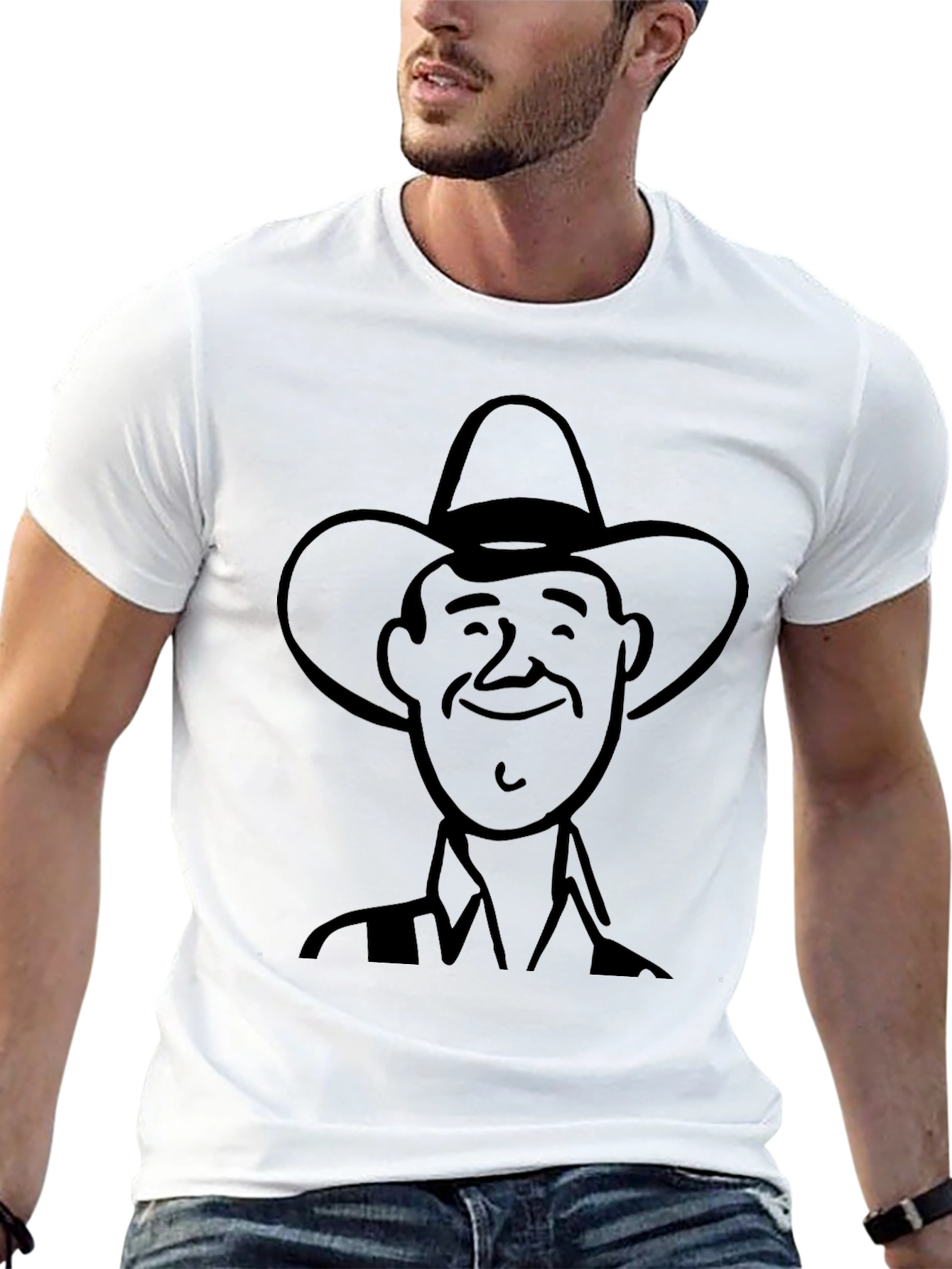 Retro Cowboy Cartoon T-Shirt - Black