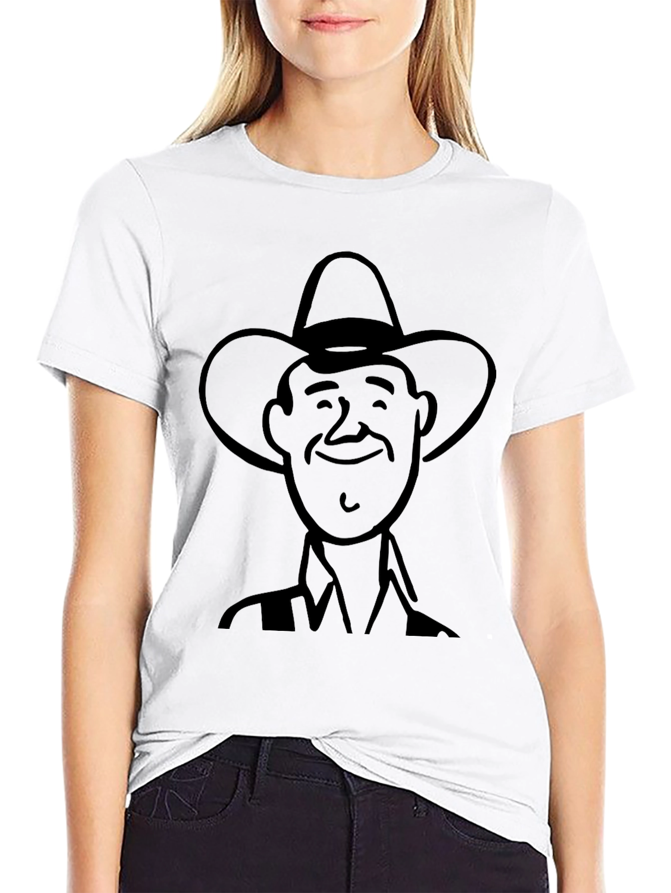Retro Cowboy Cartoon T-Shirt - Black
