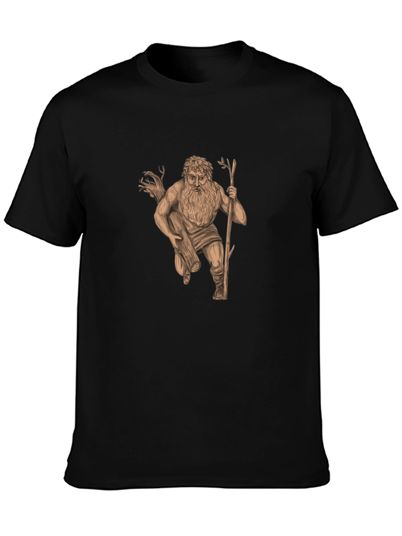 Mythical Woodcut Graphic Tee - Black