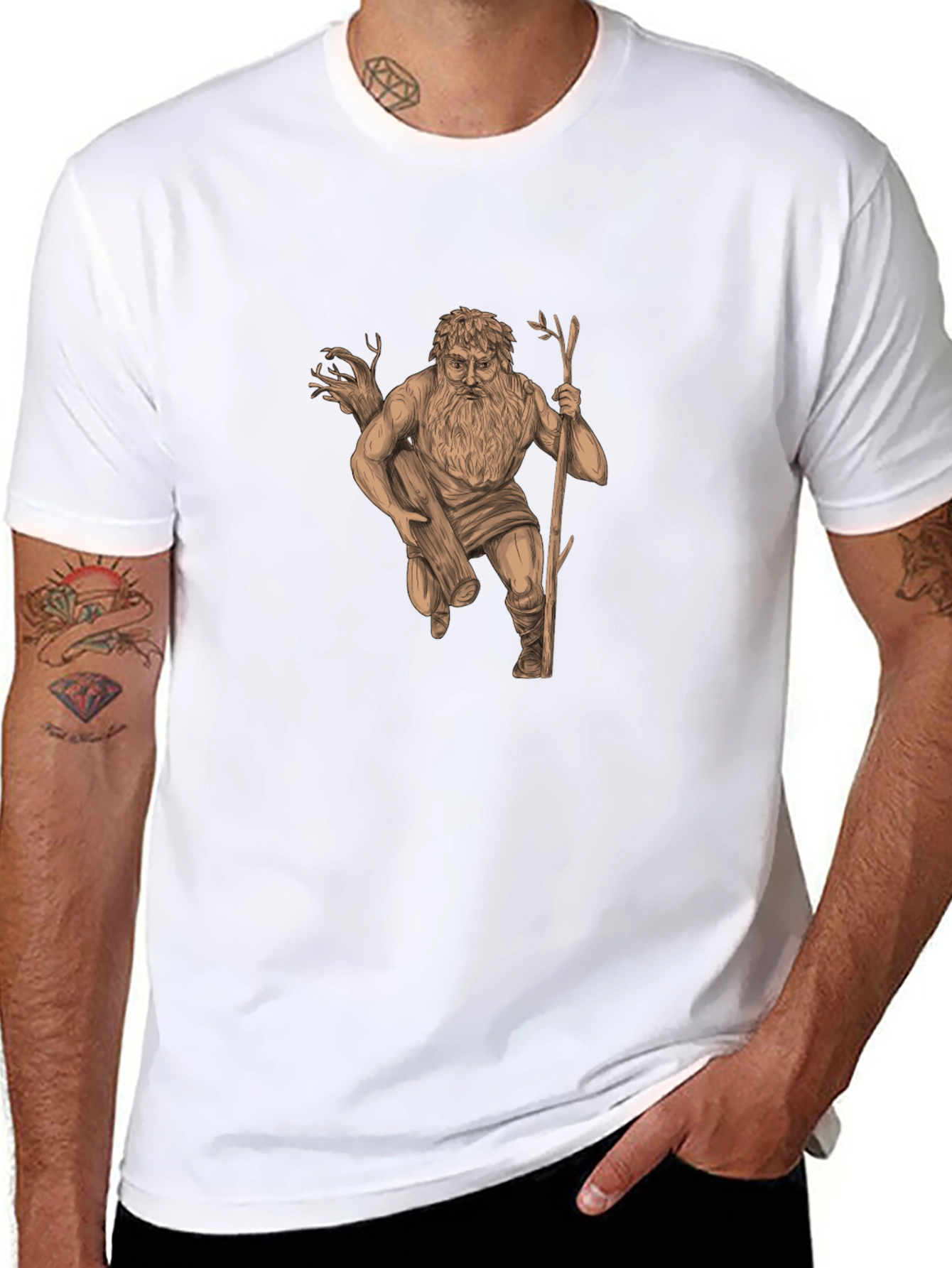 Mythical Woodcut Graphic Tee - Black