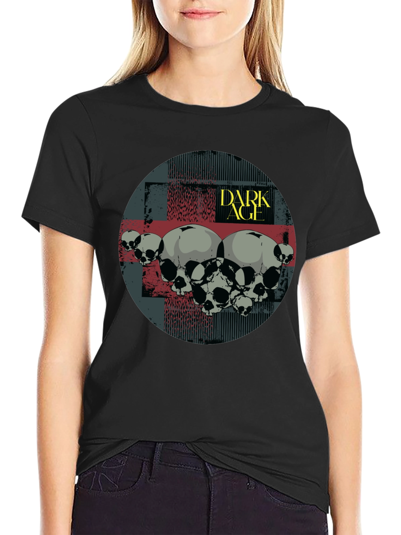 Dark Age Skull Graphic T-Shirt - Black