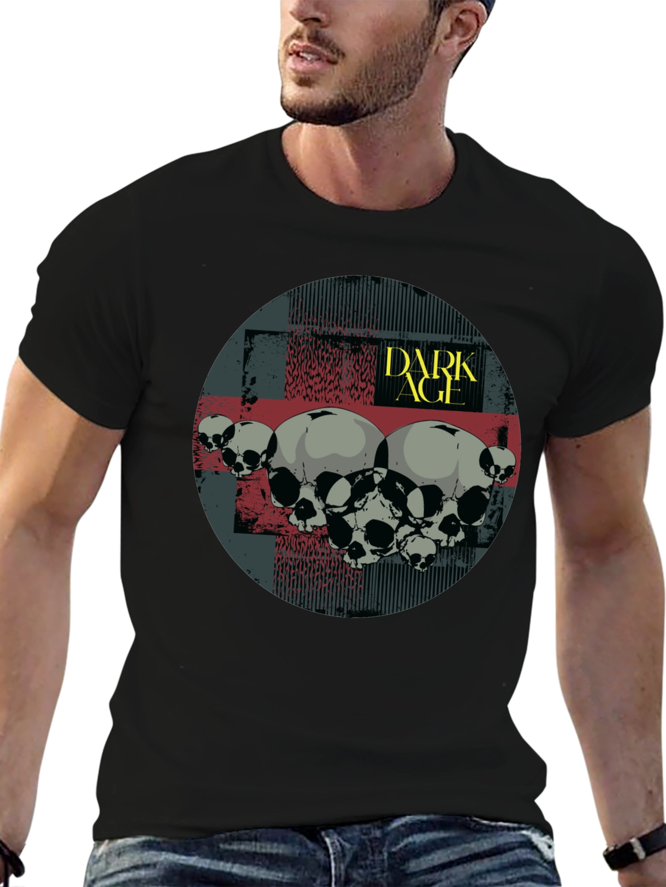Dark Age Skull Graphic T-Shirt - Black