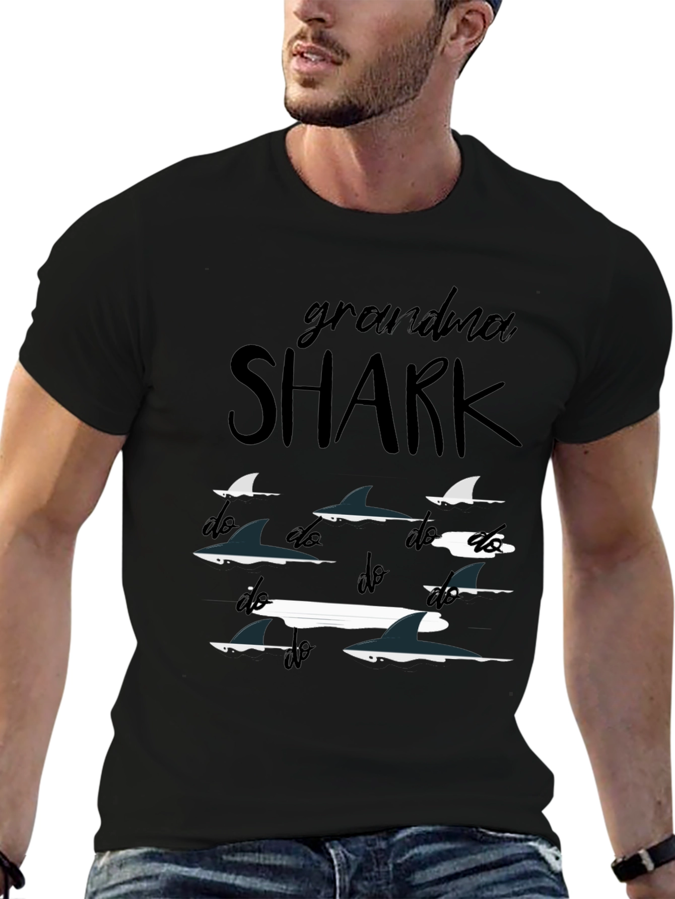 Grandma Shark Doo Doo Doo Black T-Shirt