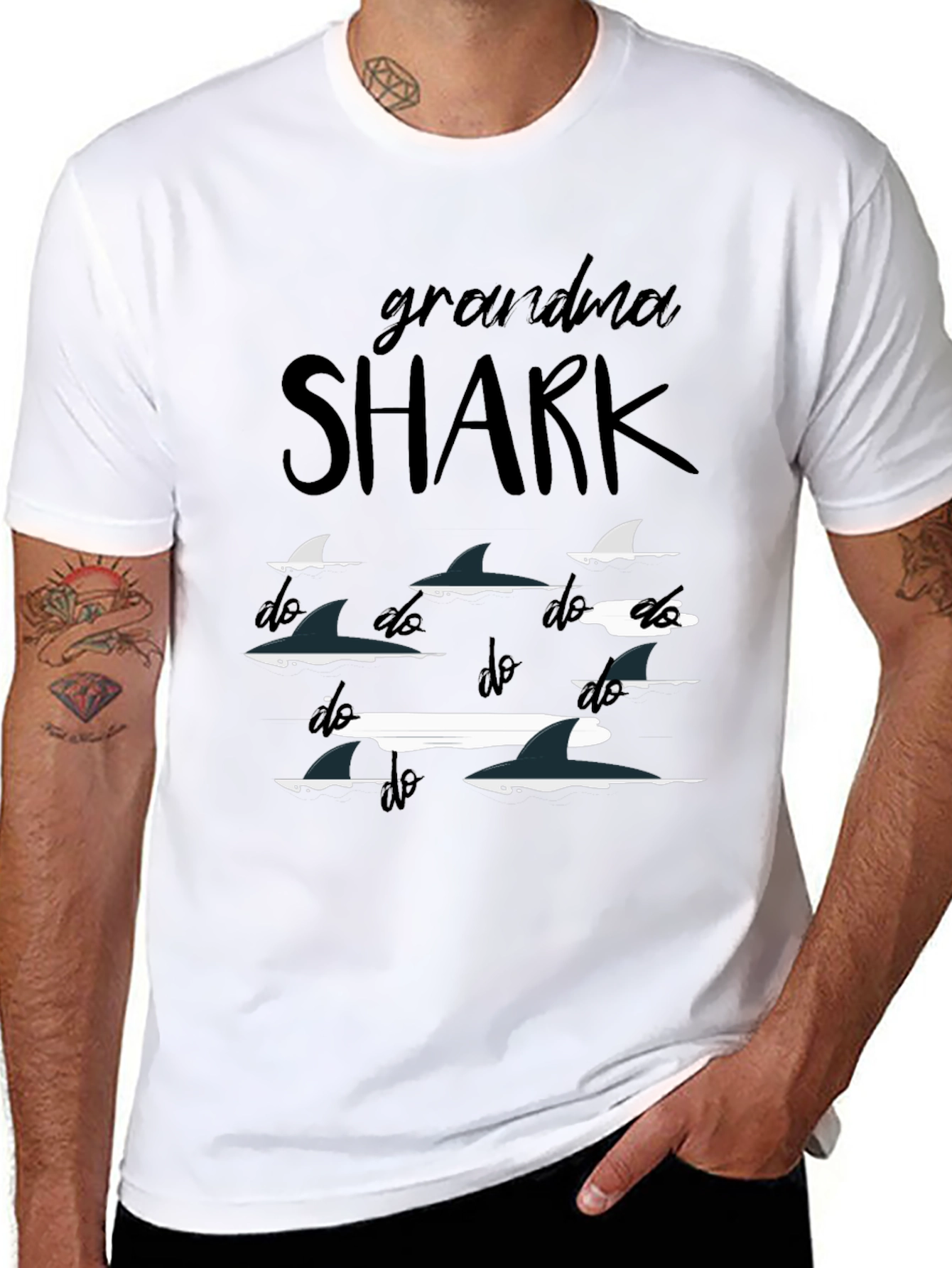 Grandma Shark Doo Doo Doo Black T-Shirt