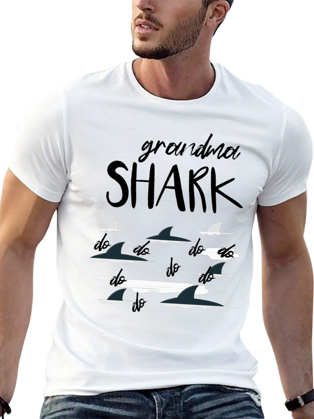 Grandma Shark Doo Doo Doo Black T-Shirt