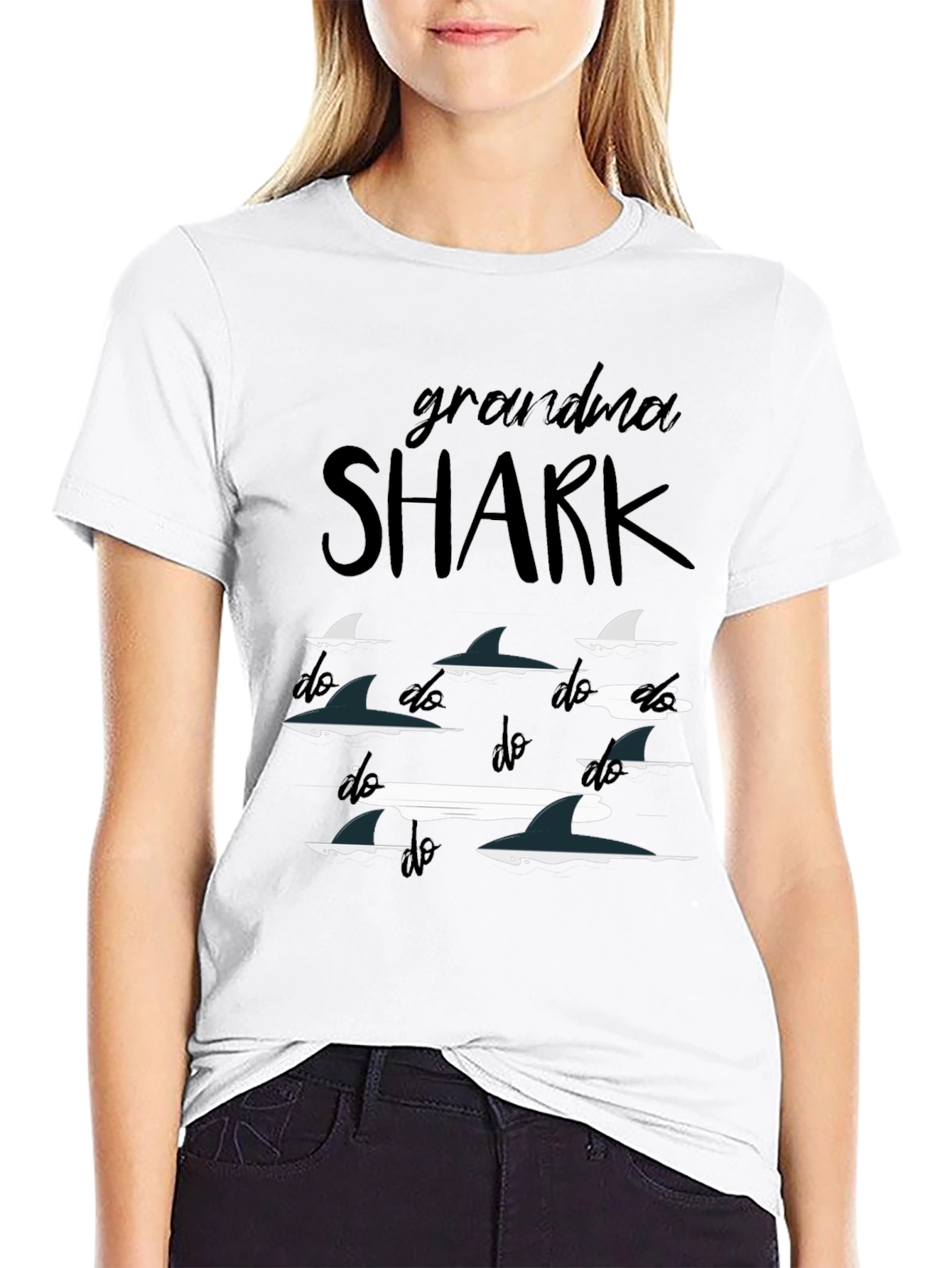 Grandma Shark Doo Doo Doo Black T-Shirt