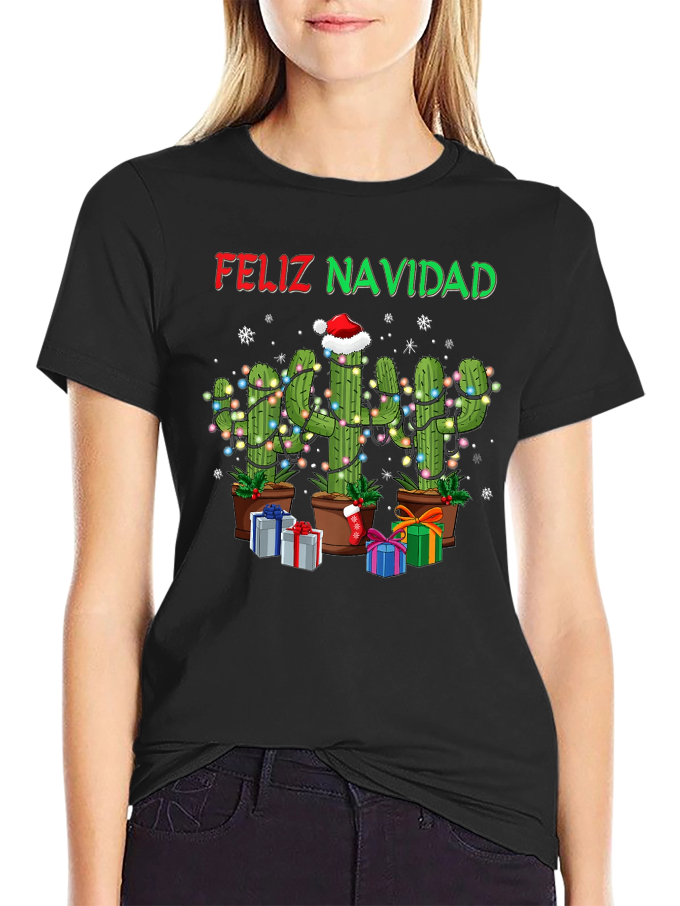 Feliz Navidad Cactus Christmas T-Shirt