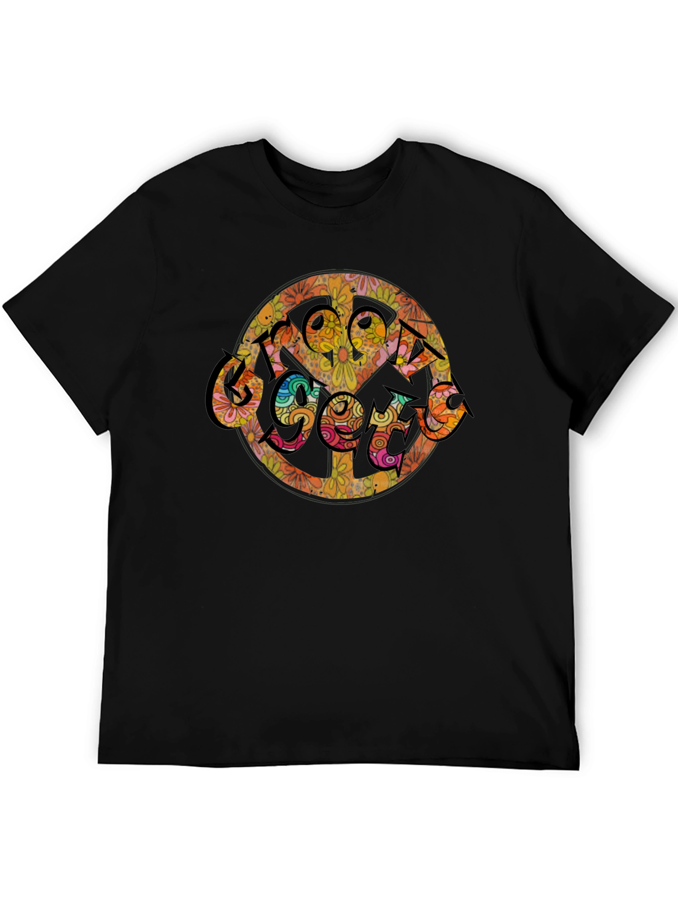 Groovy Retro Floral Peace Sign T-Shirt