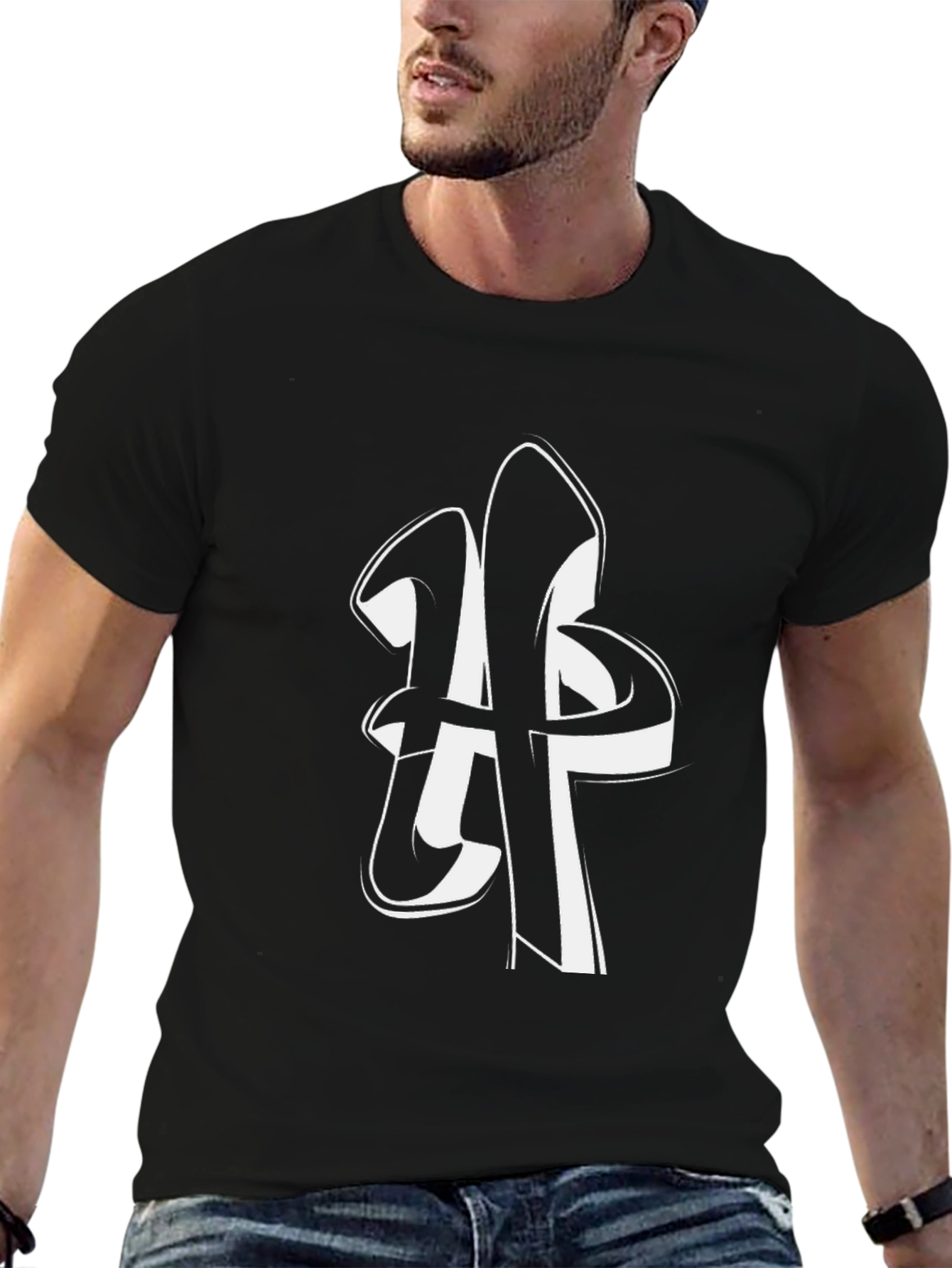 Bold Graphic Tee - Black Cotton Shirt