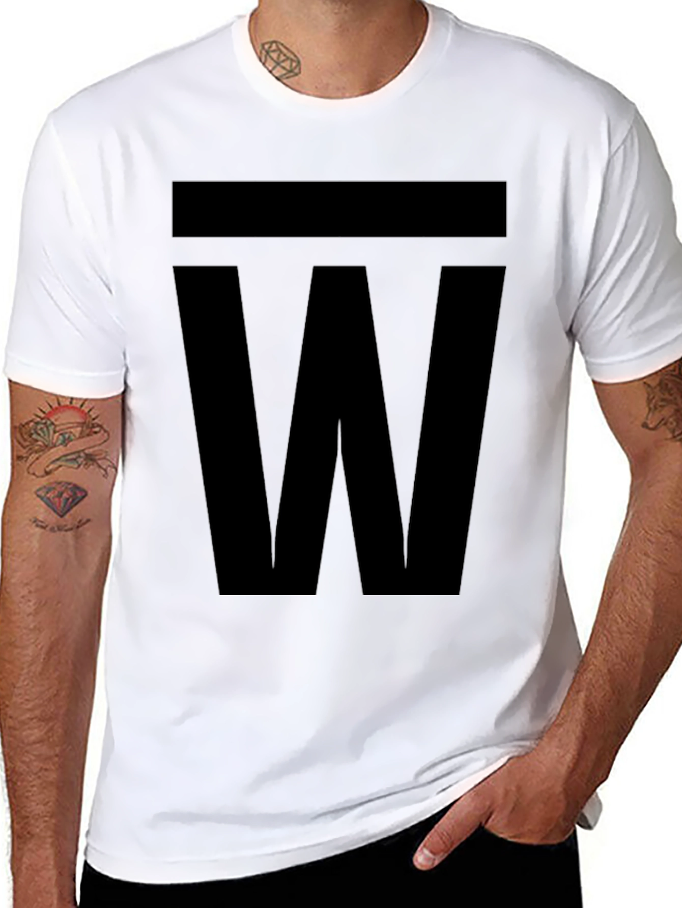 Bold W Graphic Tee - Classic Black Cotton T-Shirt
