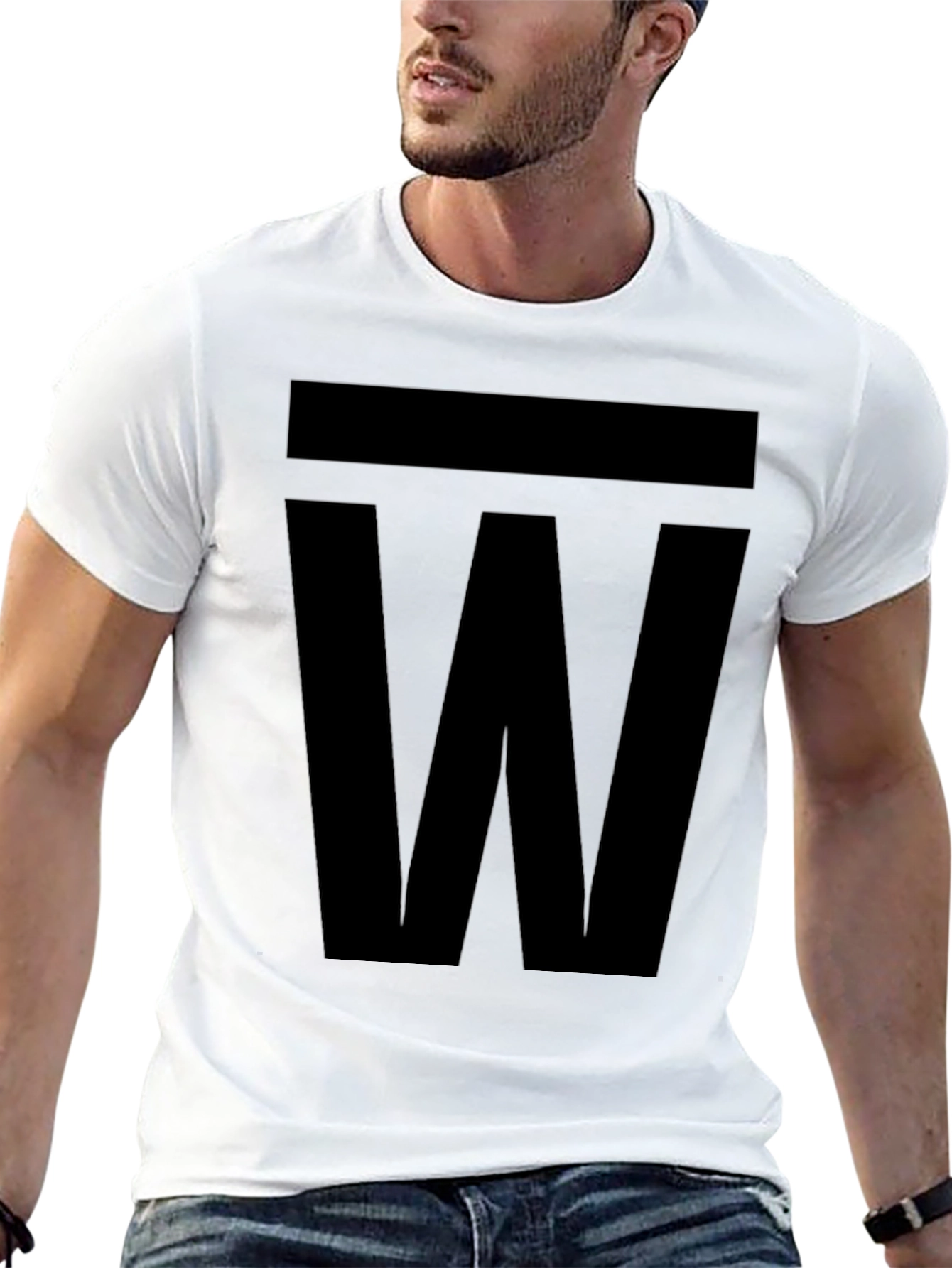 Bold W Graphic Tee - Classic Black Cotton T-Shirt
