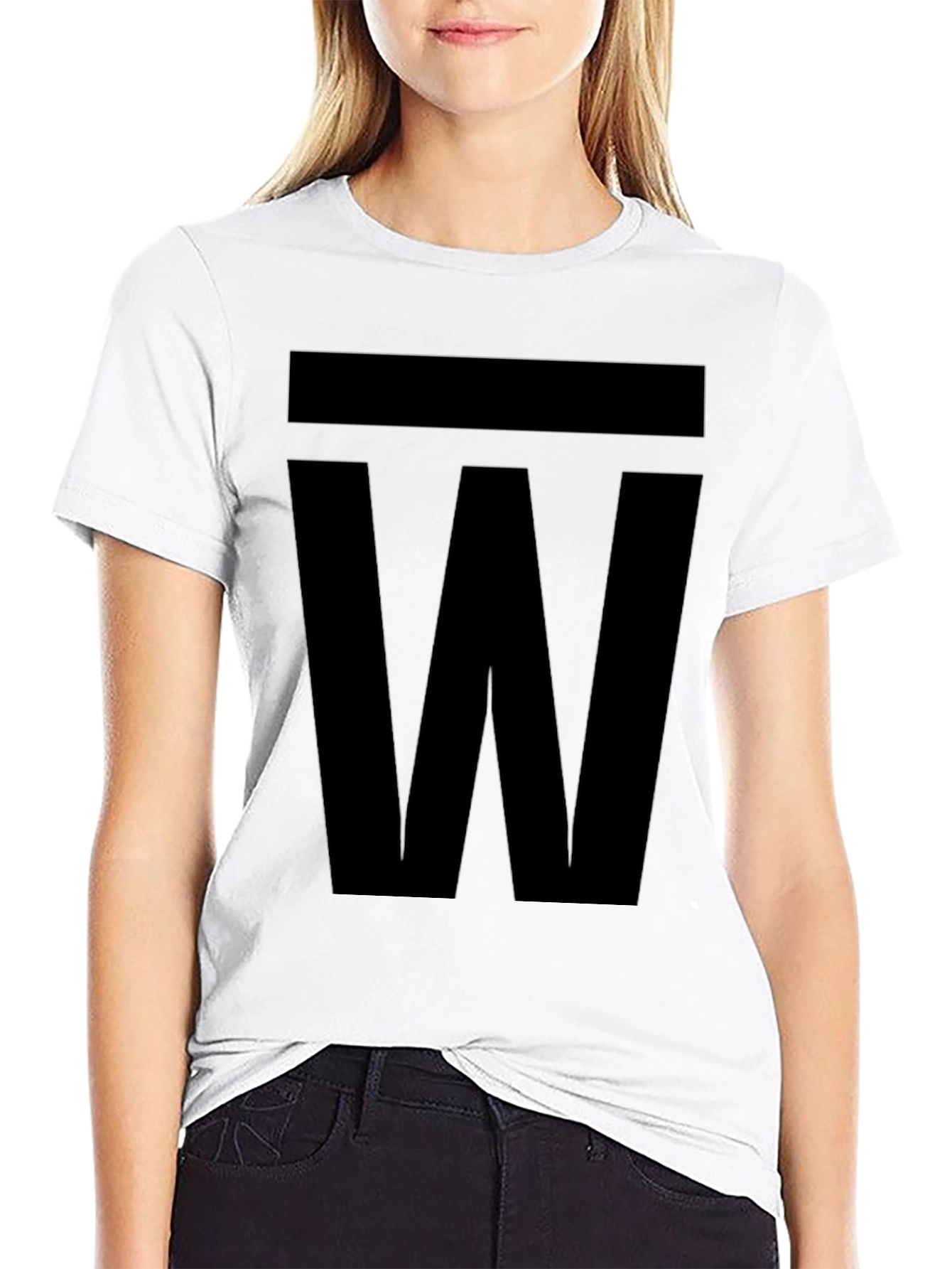 Bold W Graphic Tee - Classic Black Cotton T-Shirt