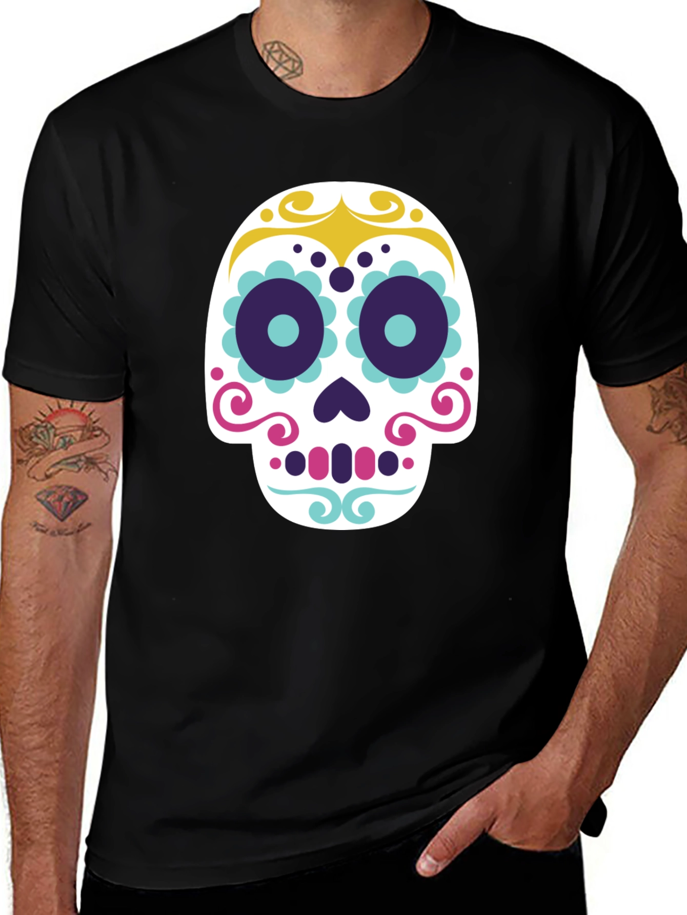 Sugar Skull Graphic Tee - Mens Black T-Shirt