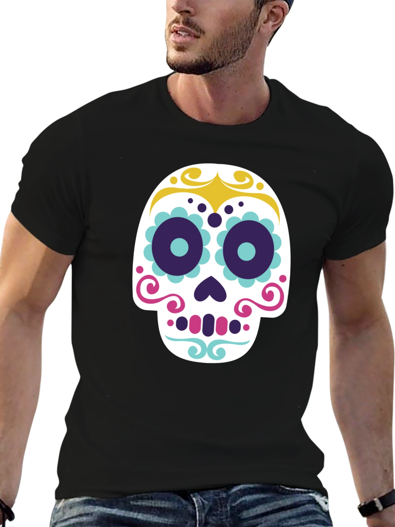 Sugar Skull Graphic Tee - Mens Black T-Shirt