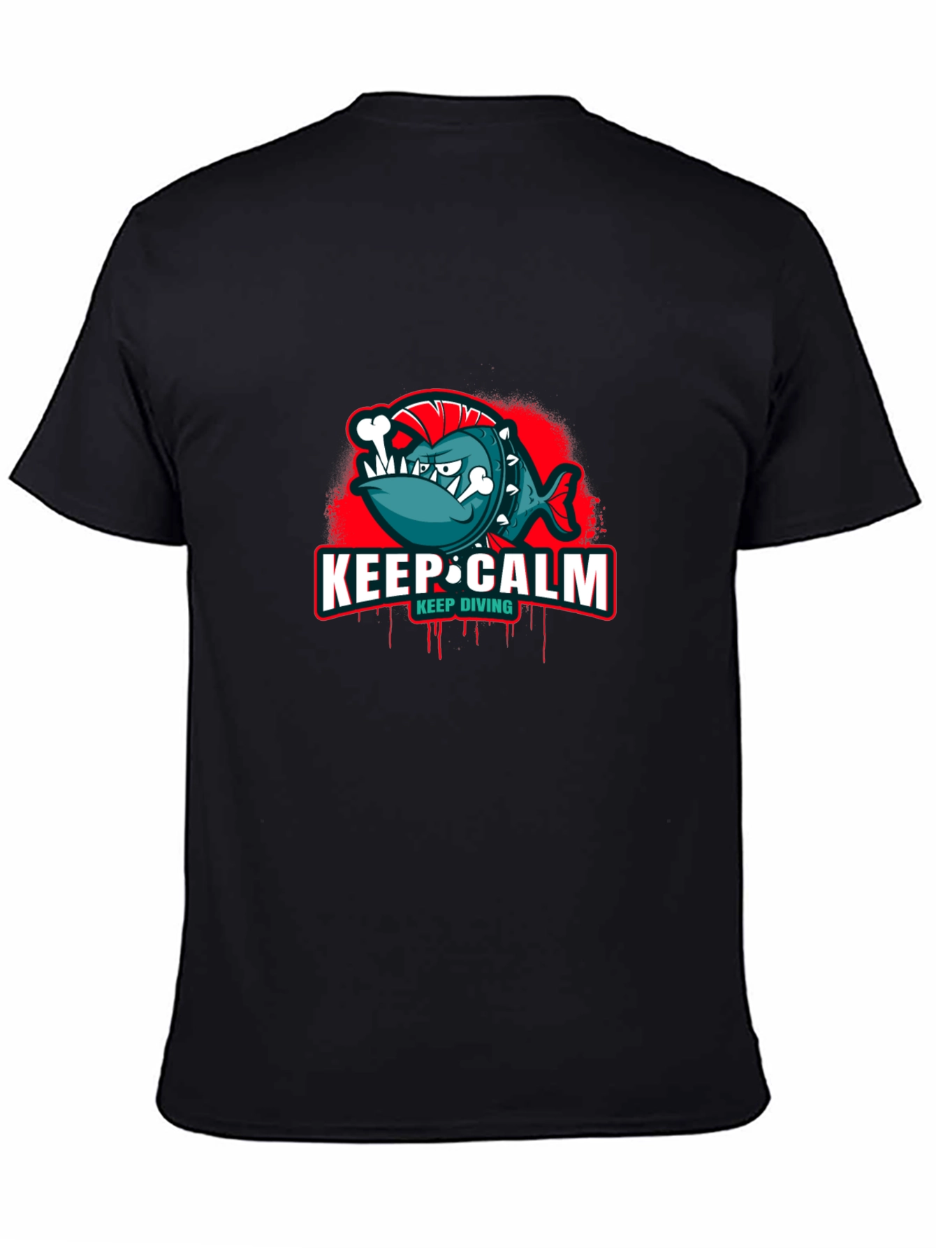 Keep Calm Keep Diving T-Shirt - Punk Fish Design