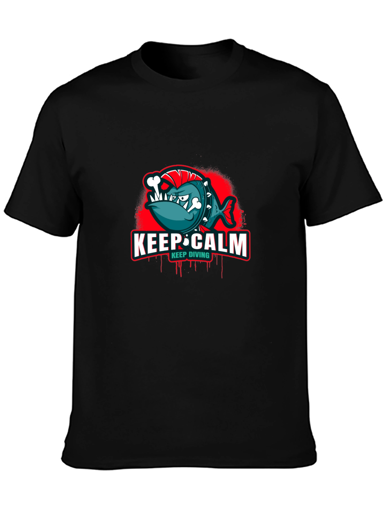 Keep Calm Keep Diving T-Shirt - Punk Fish Design