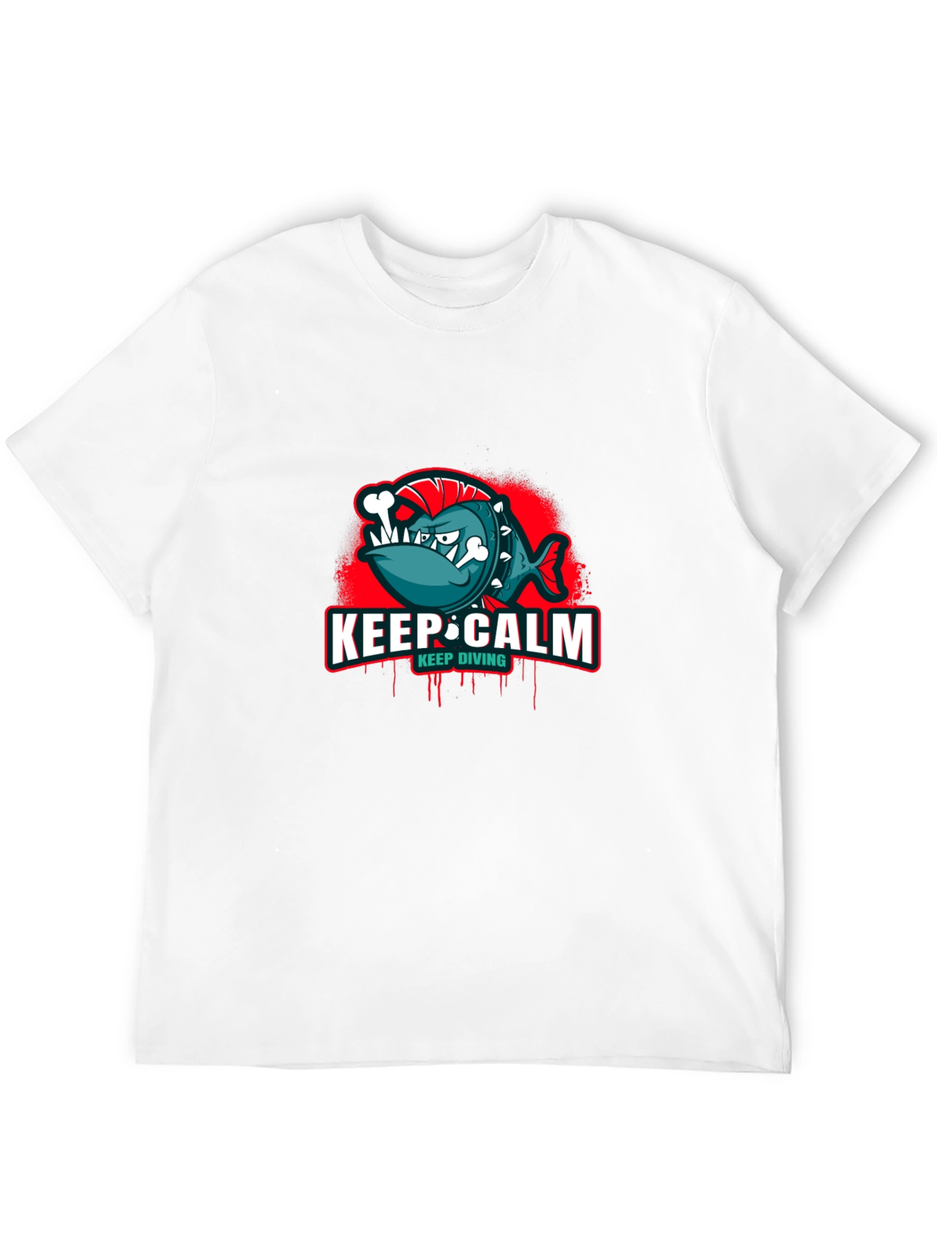 Keep Calm Keep Diving T-Shirt - Punk Fish Design