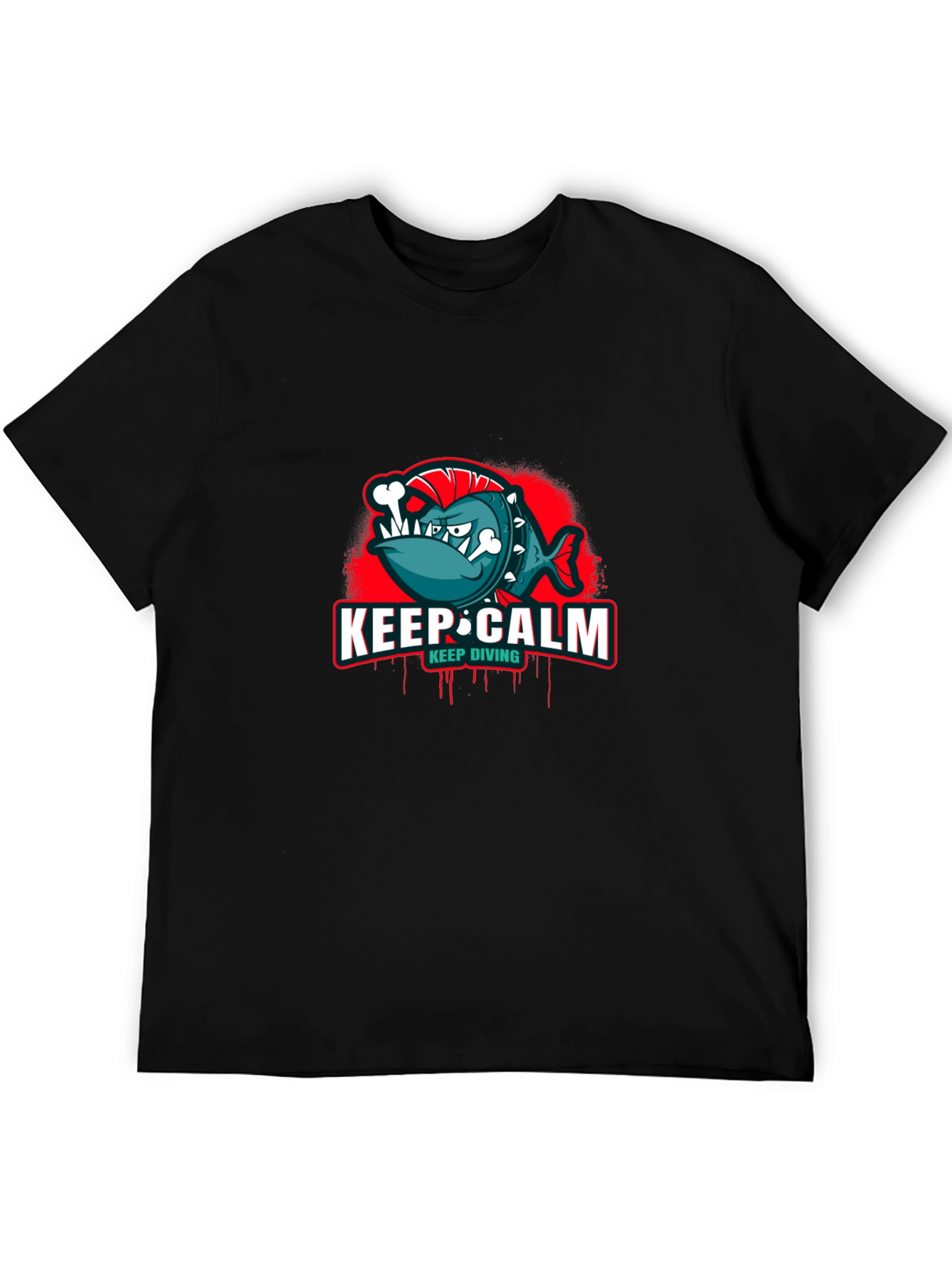 Keep Calm Keep Diving T-Shirt - Punk Fish Design