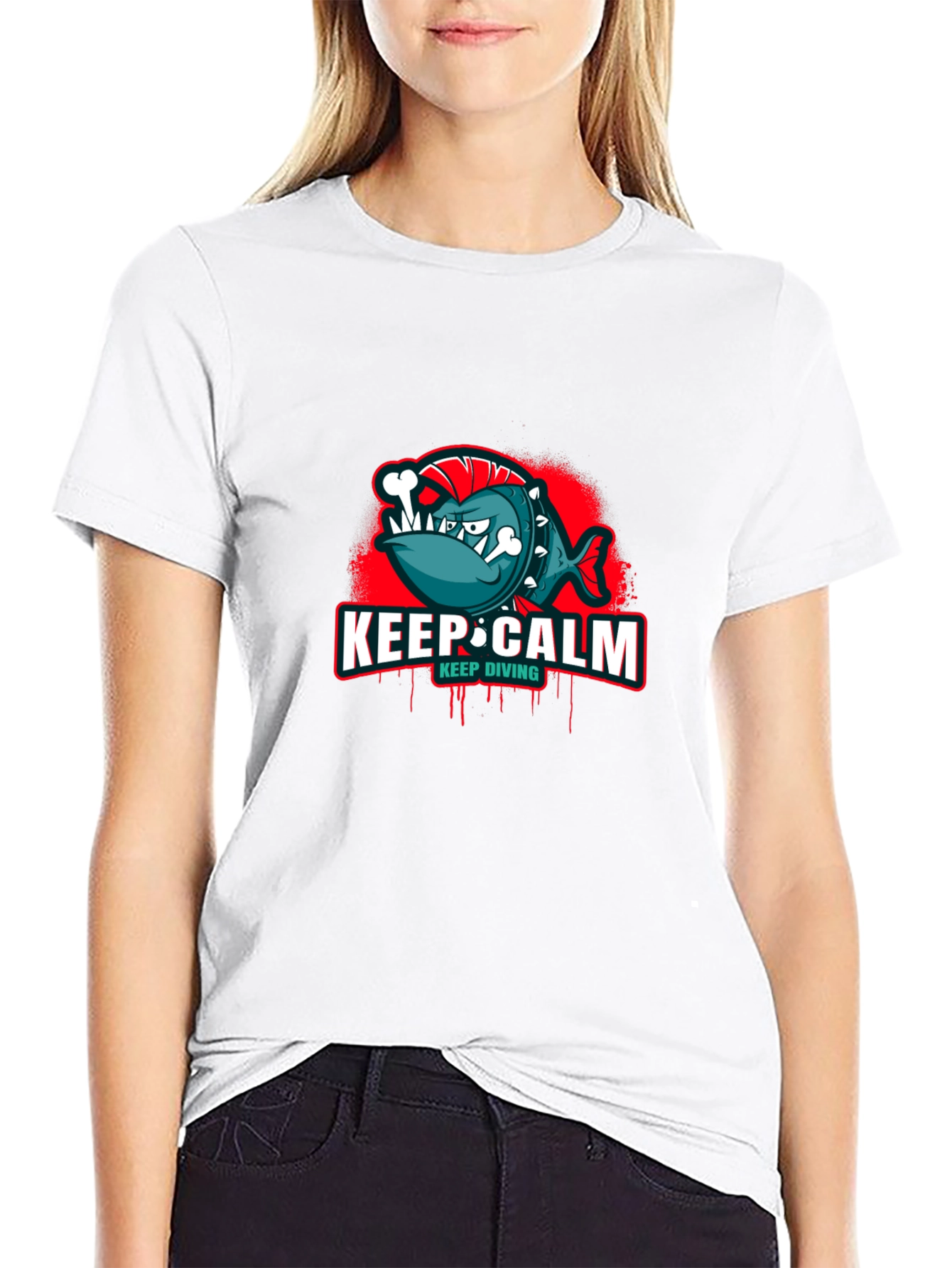 Keep Calm Keep Diving T-Shirt - Punk Fish Design