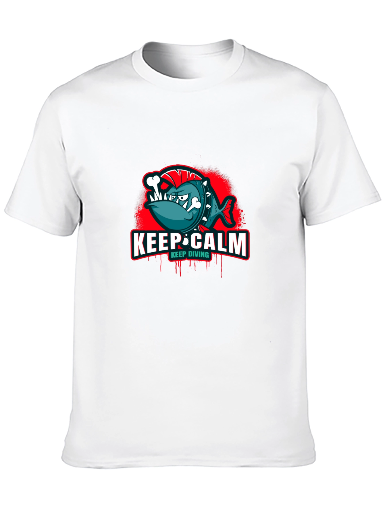Keep Calm Keep Diving T-Shirt - Punk Fish Design