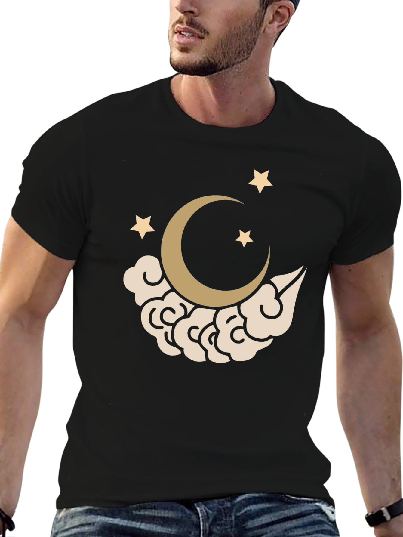 Moon & Stars Graphic T-Shirt - Black