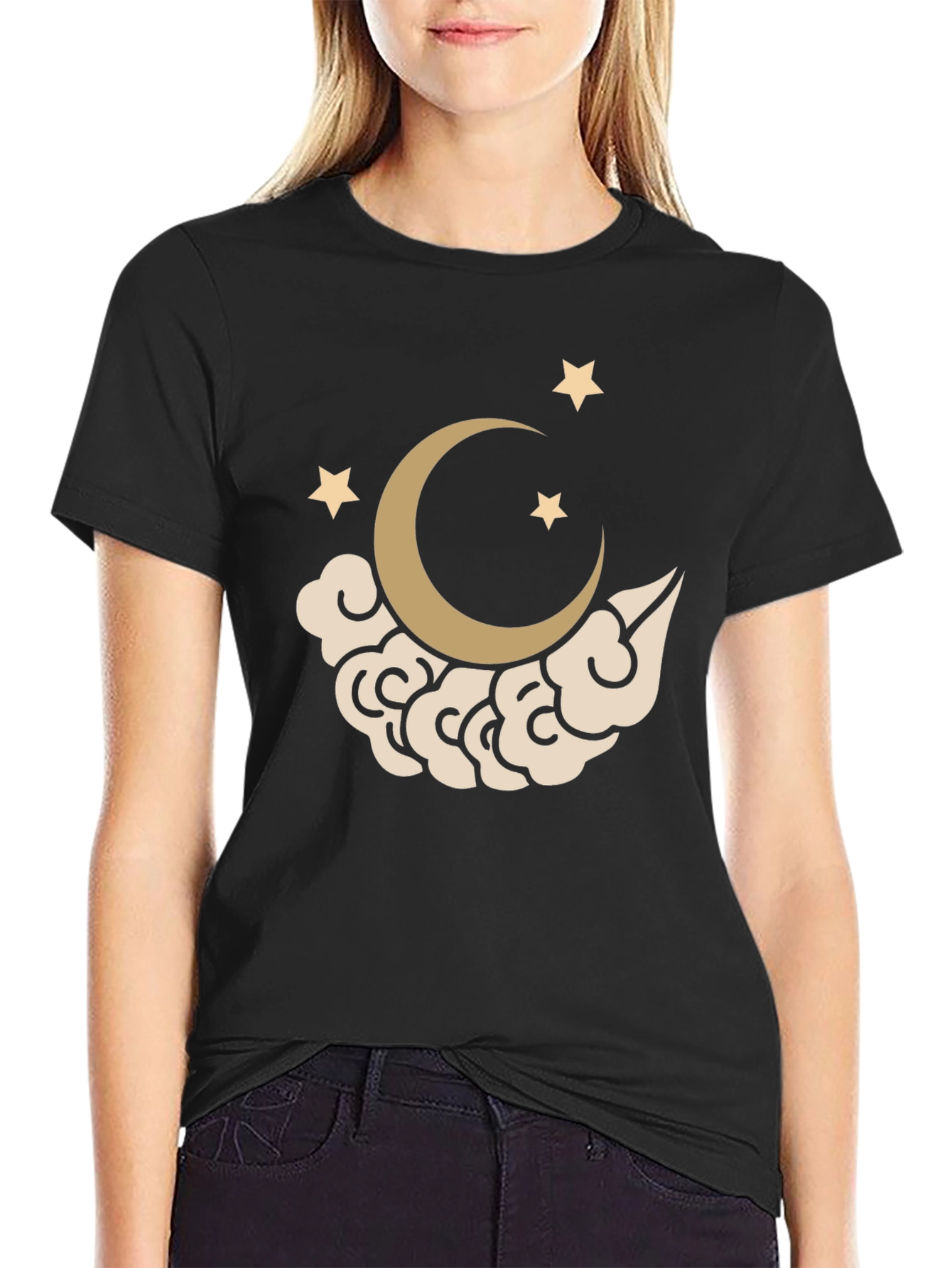 Moon & Stars Graphic T-Shirt - Black