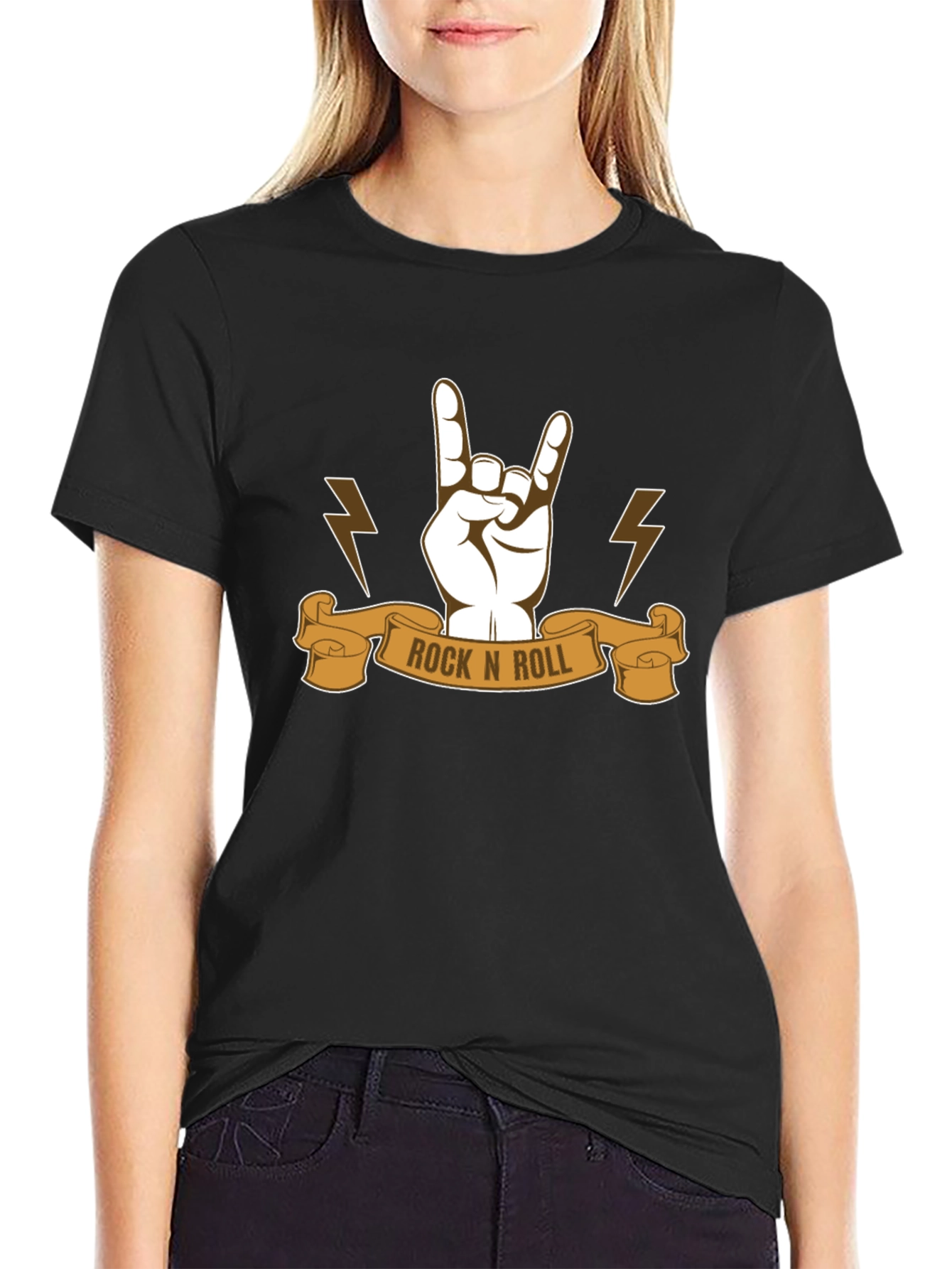 Rock N Roll Graphic Tee - Black Cotton T-Shirt