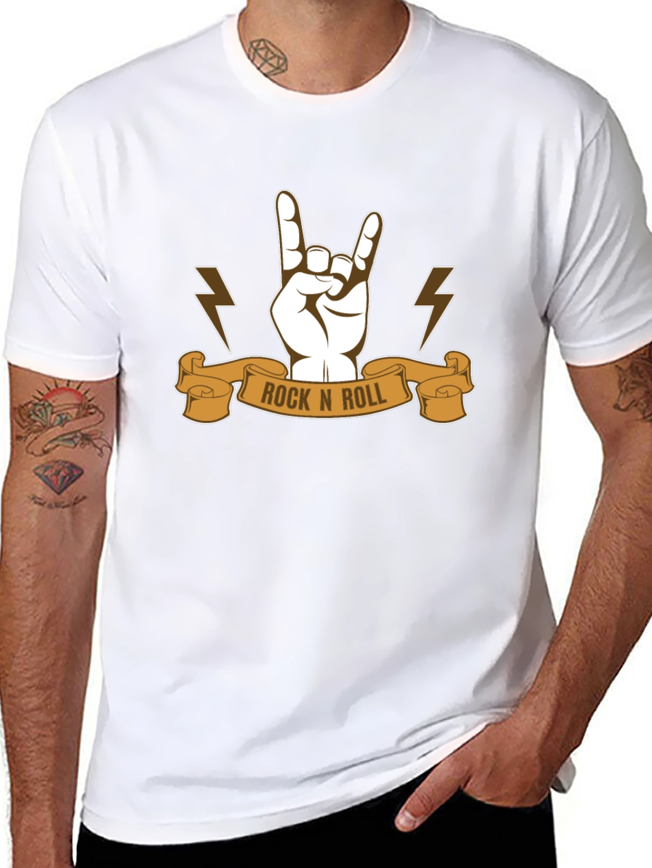 Rock N Roll Graphic Tee - Black Cotton T-Shirt