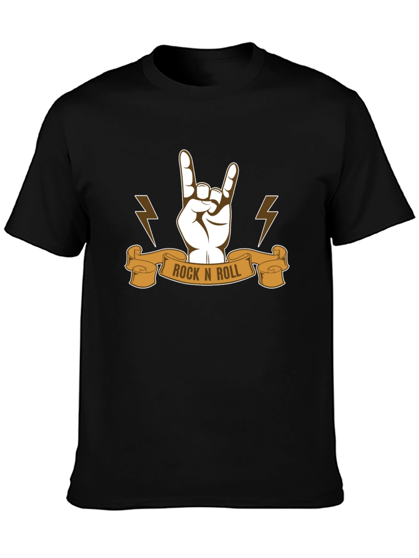 Rock N Roll Graphic Tee - Black Cotton T-Shirt