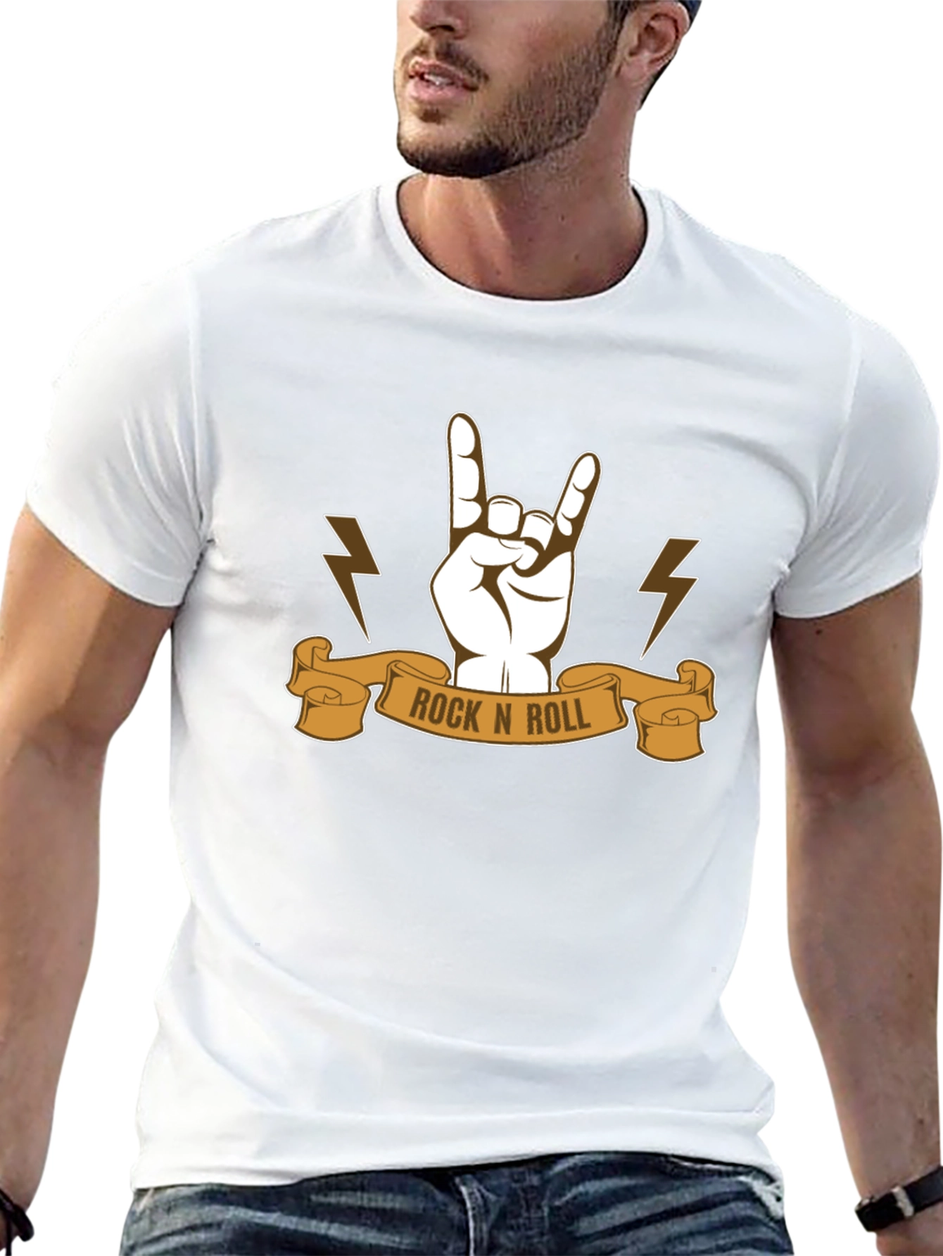 Rock N Roll Graphic Tee - Black Cotton T-Shirt