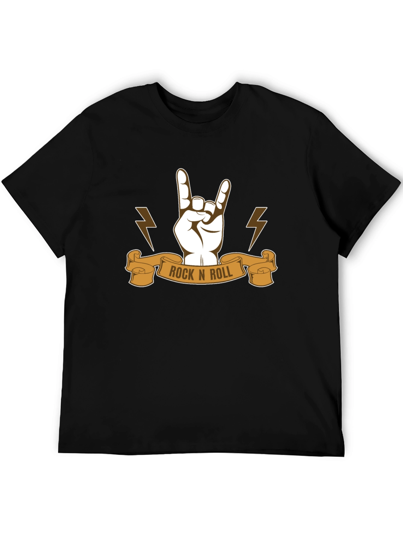 Rock N Roll Graphic Tee - Black Cotton T-Shirt