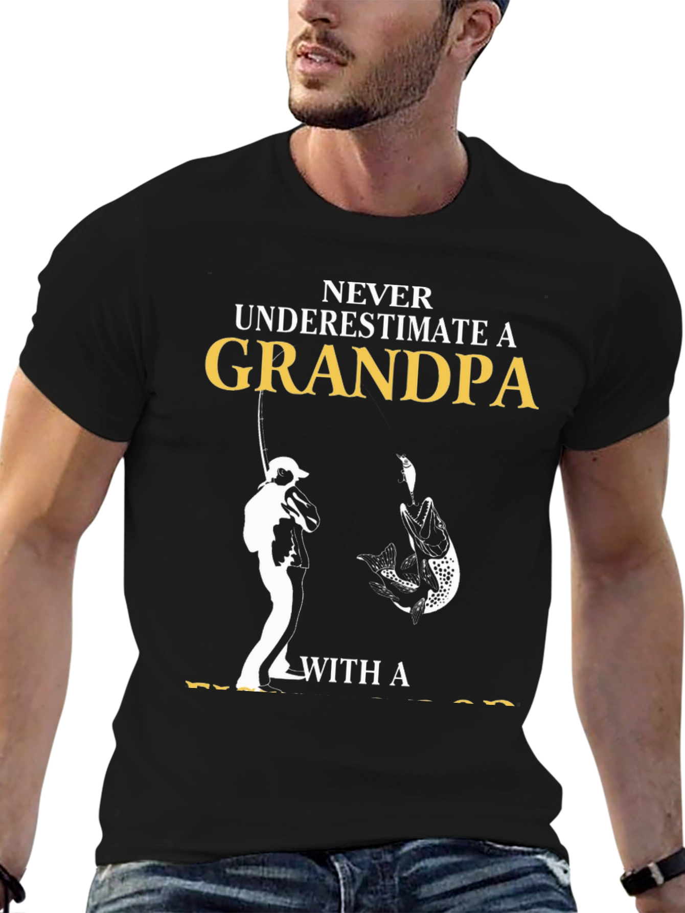 Never Underestimate Grandpa Fishing T-Shirt