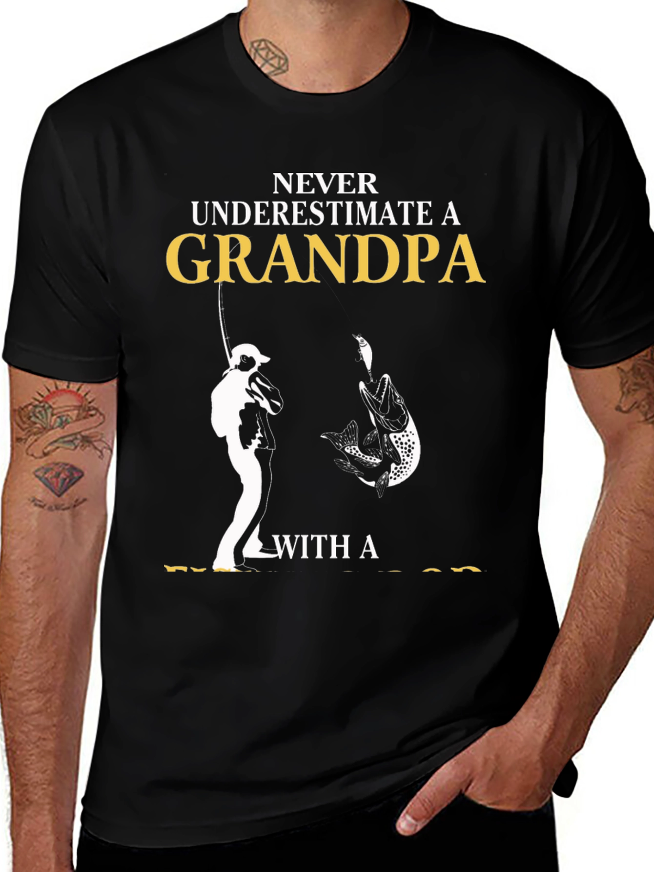 Never Underestimate Grandpa Fishing T-Shirt