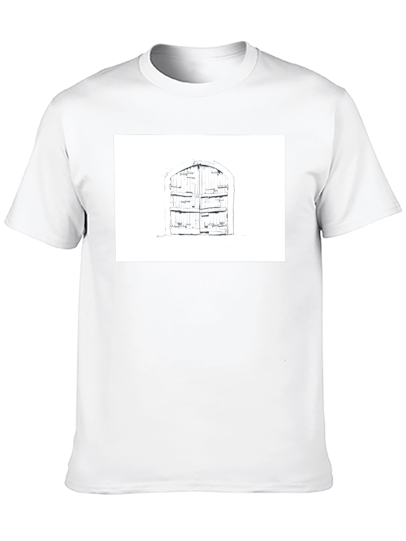 Rustic Door Graphic Tee - Black Cotton T-Shirt
