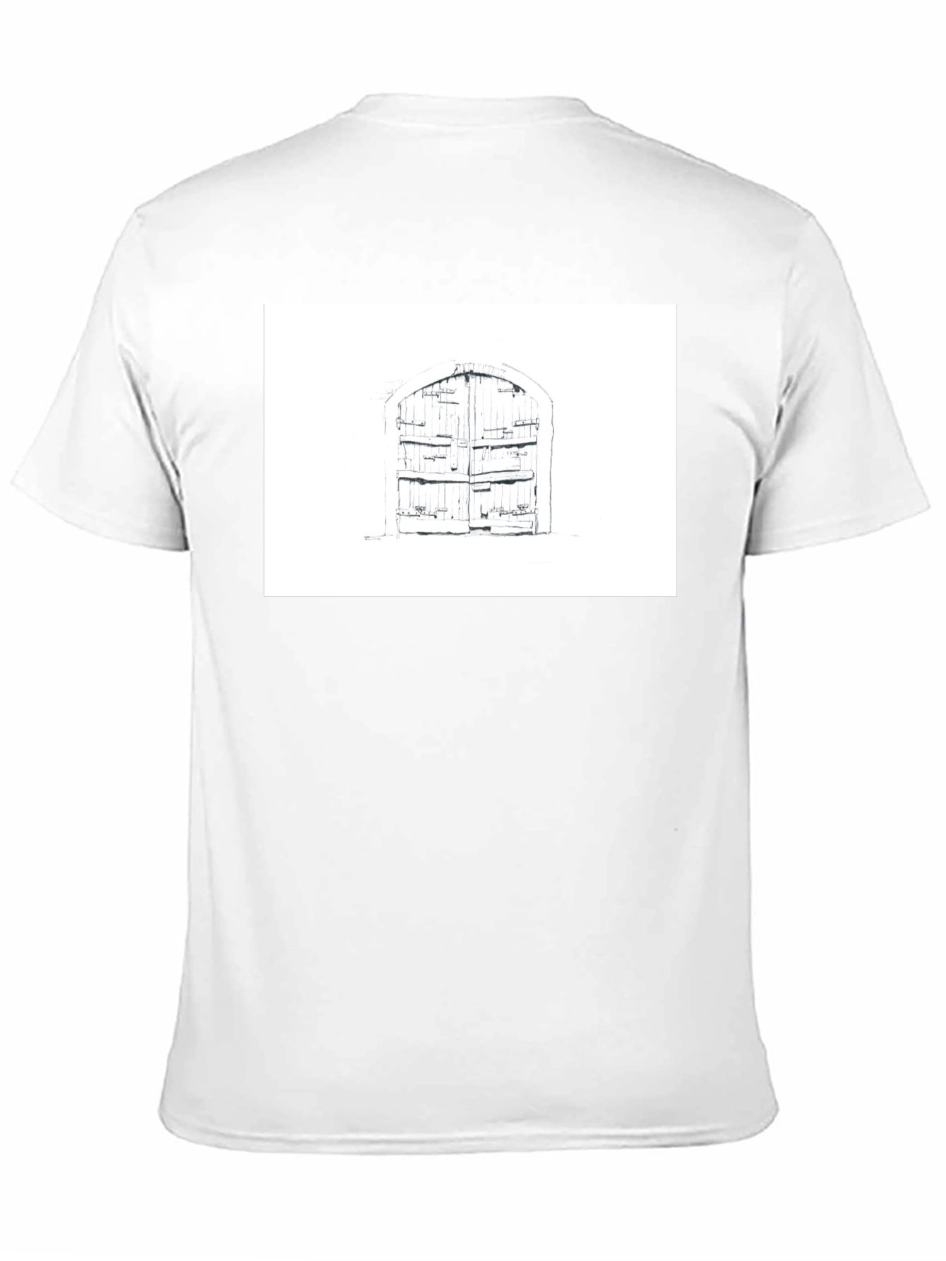 Rustic Door Graphic Tee - Black Cotton T-Shirt