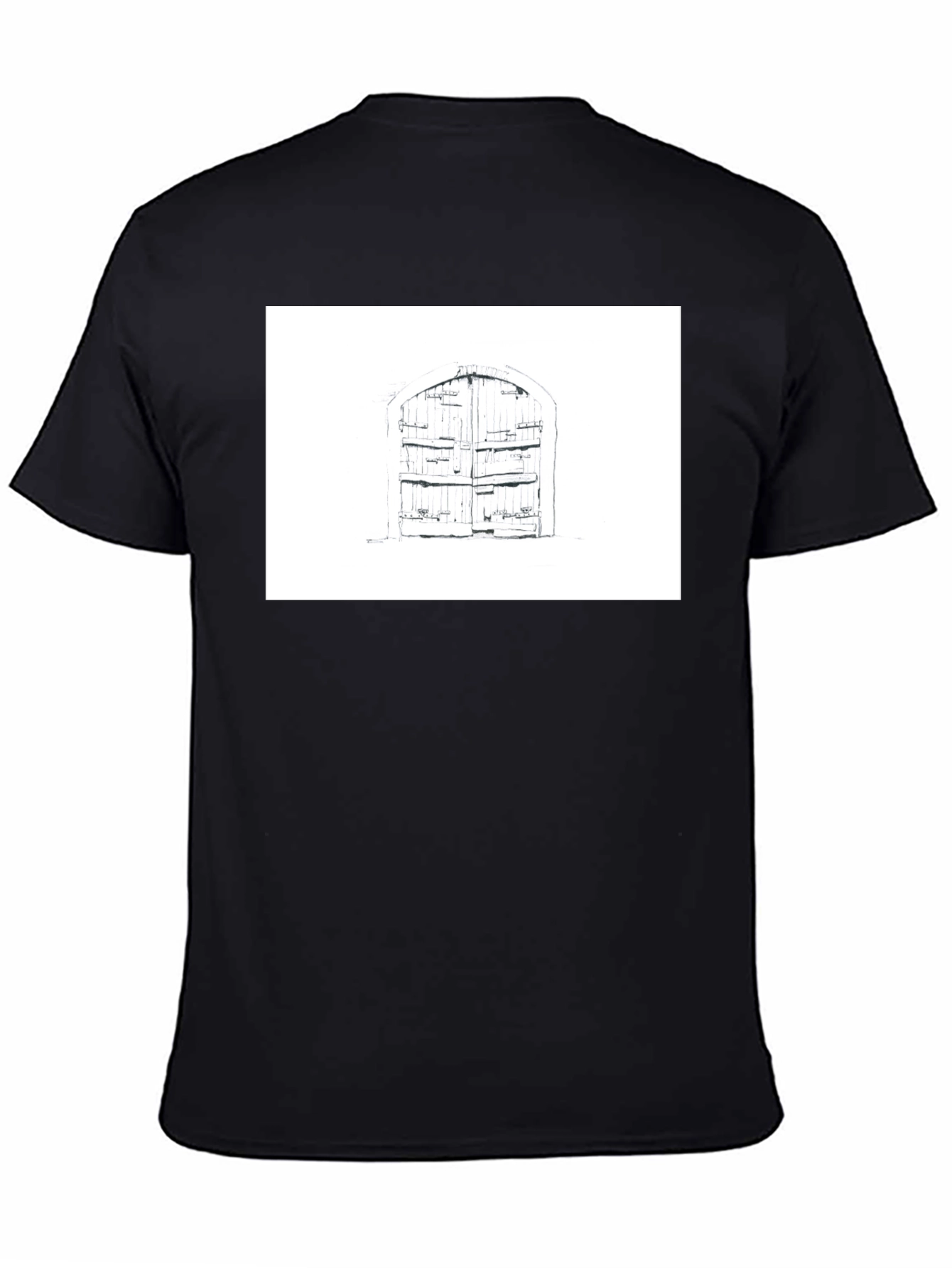 Rustic Door Graphic Tee - Black Cotton T-Shirt