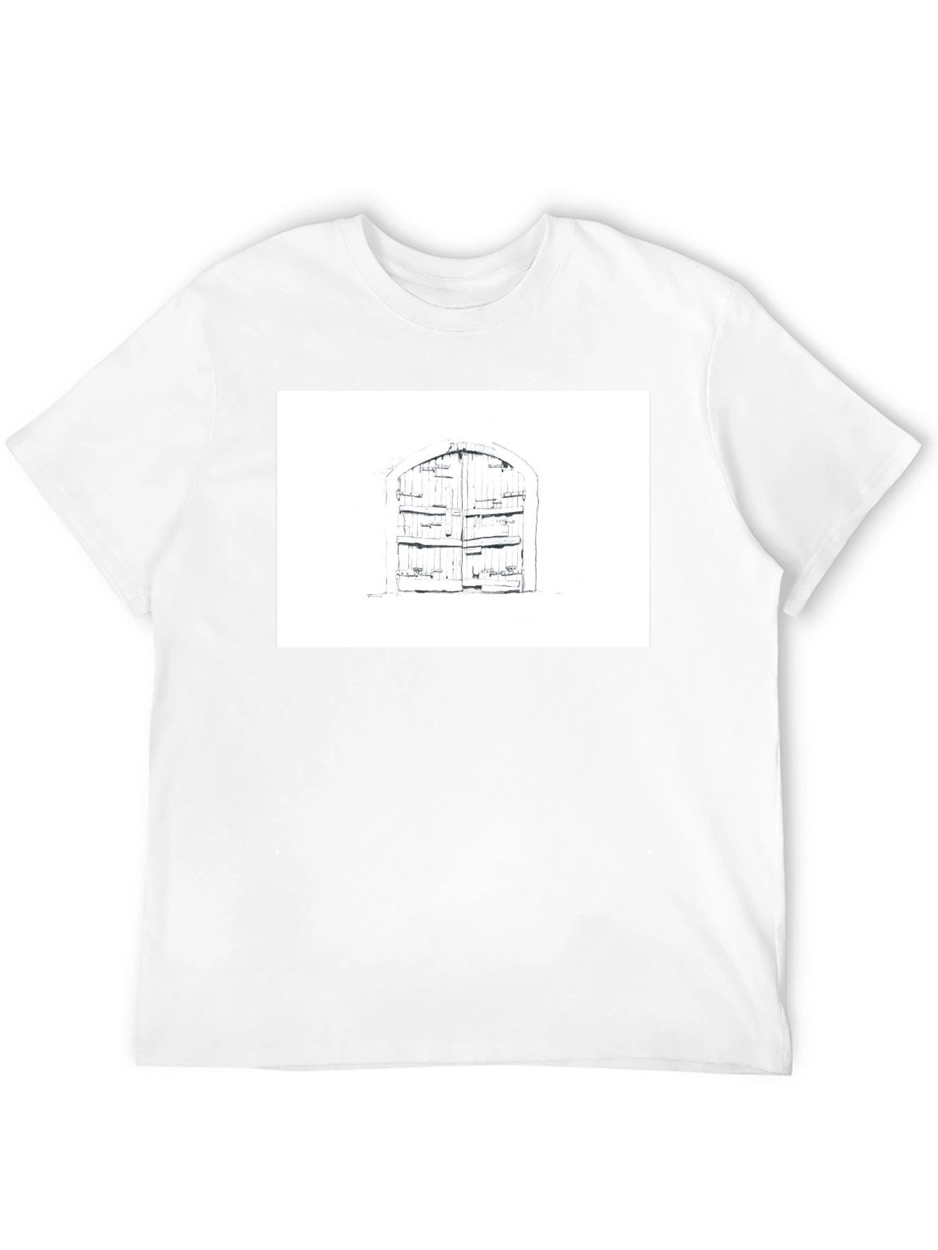 Rustic Door Graphic Tee - Black Cotton T-Shirt
