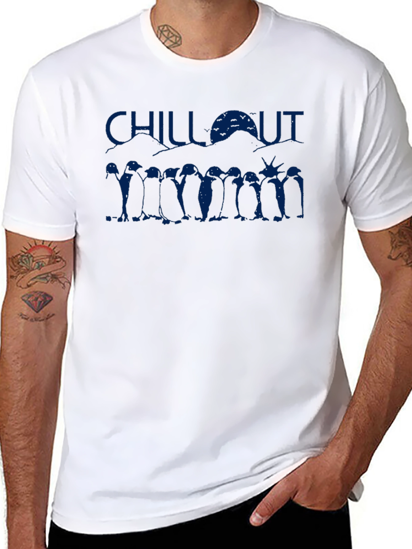 Chill Out Penguin Graphic Tee - Classic Black T-Shirt