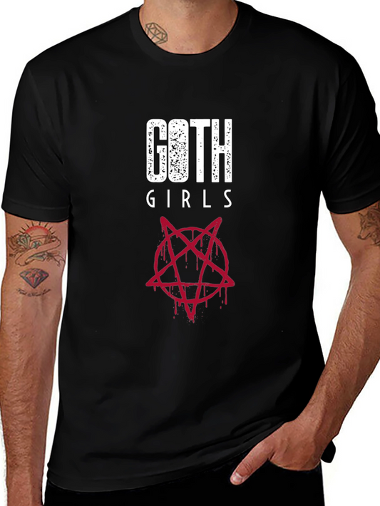 Goth Girls T-Shirt with Pentagram Design