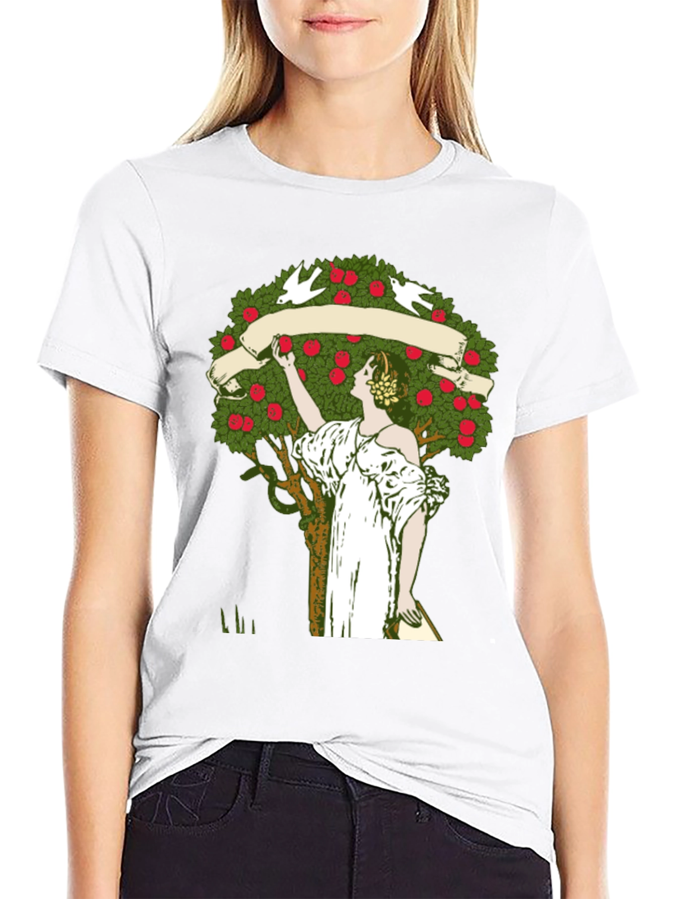 Woman Picking Apples T-Shirt - Nature Art Tee