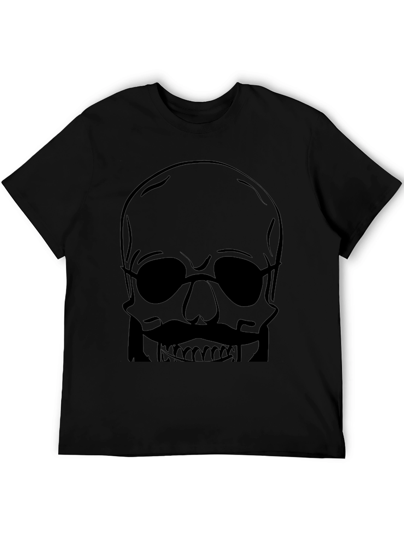 Skull with Mustache Mens Graphic Tee