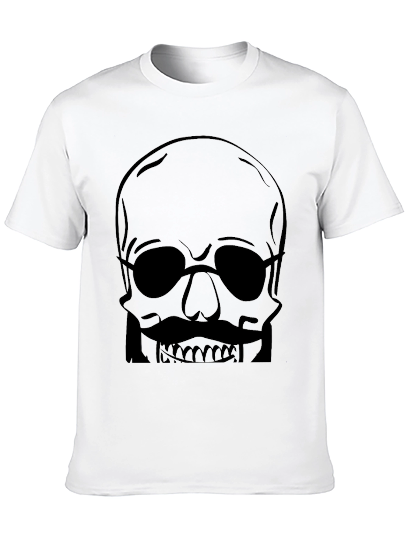 Skull with Mustache Mens Graphic Tee