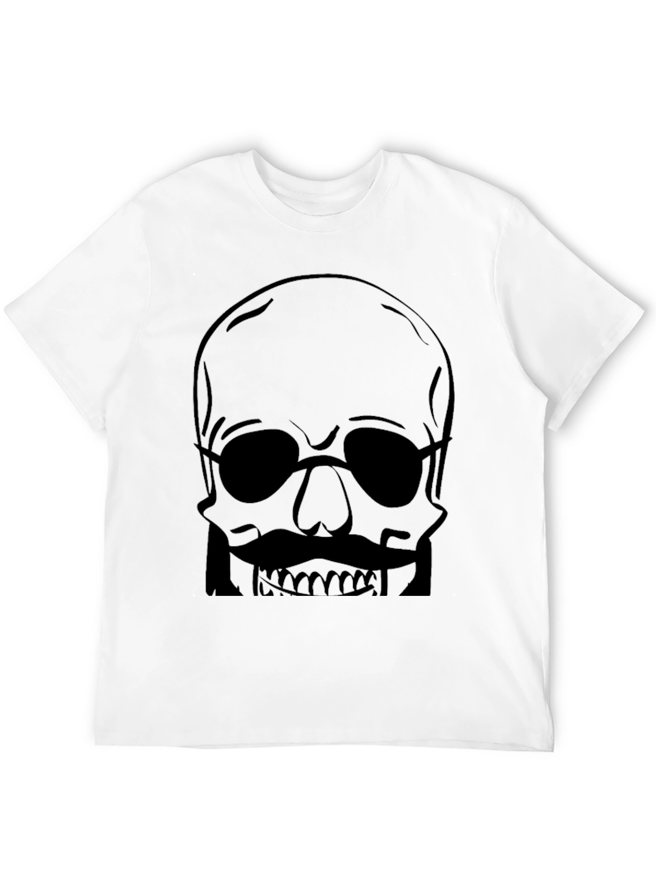 Skull with Mustache Mens Graphic Tee