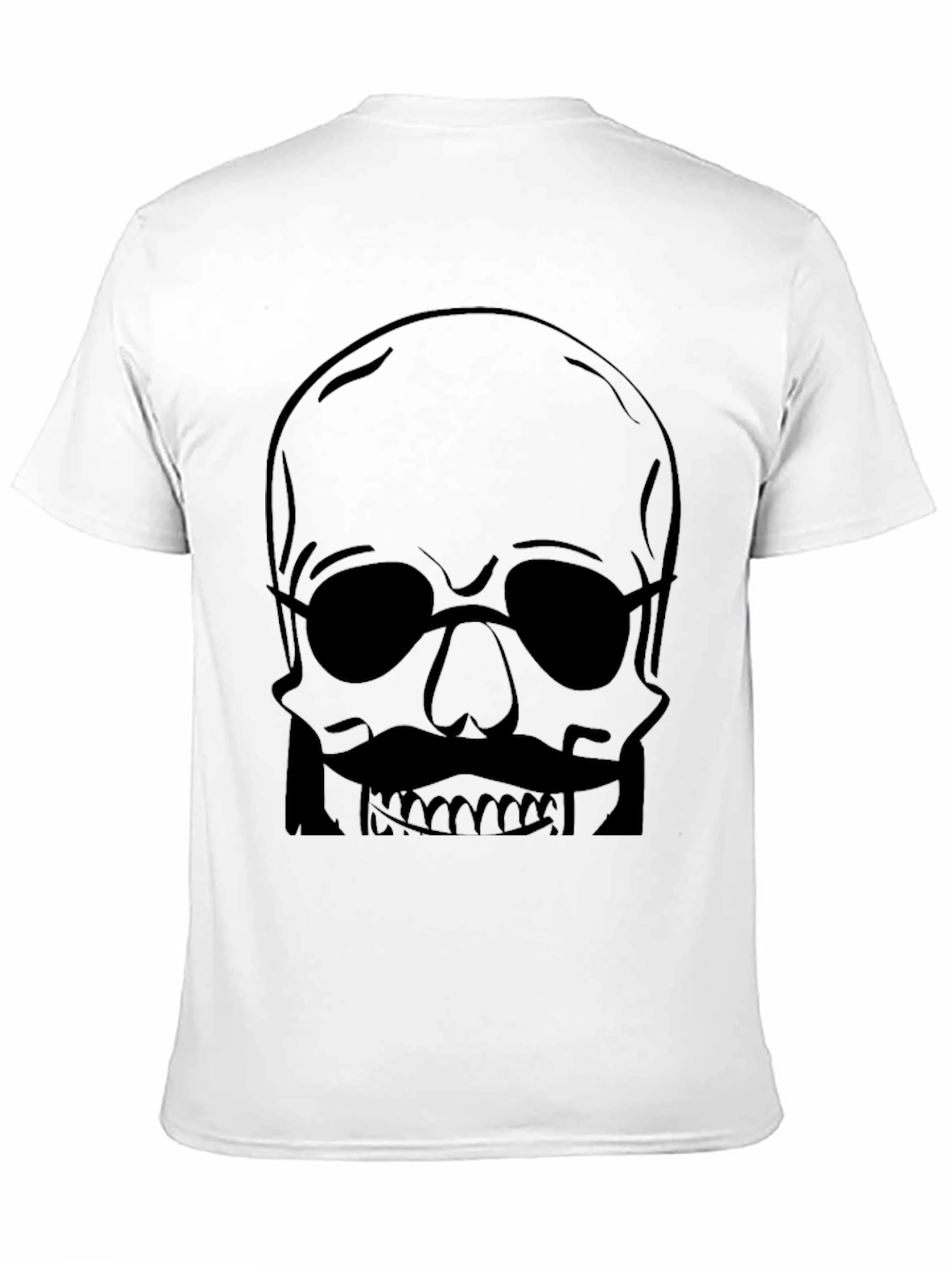 Skull with Mustache Mens Graphic Tee