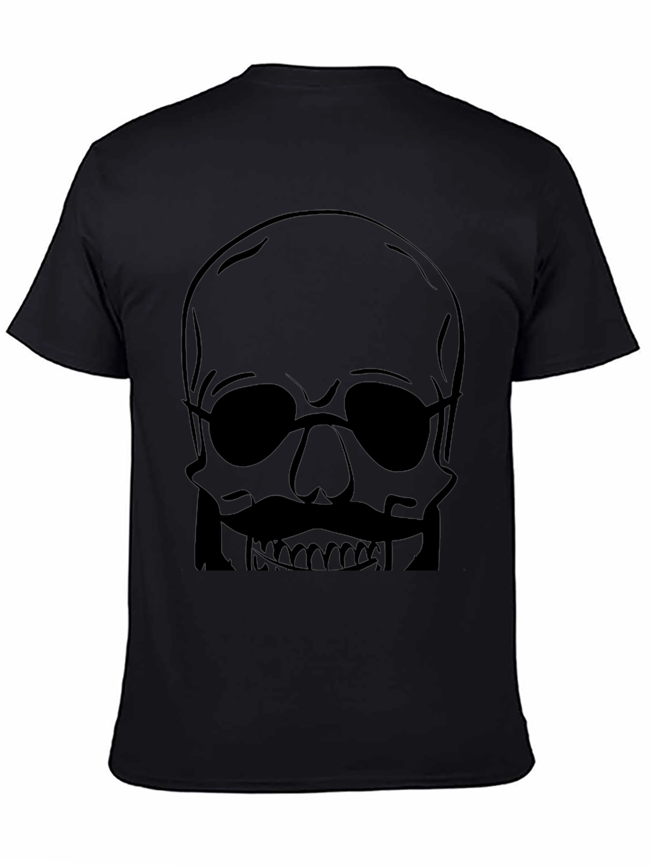 Skull with Mustache Mens Graphic Tee