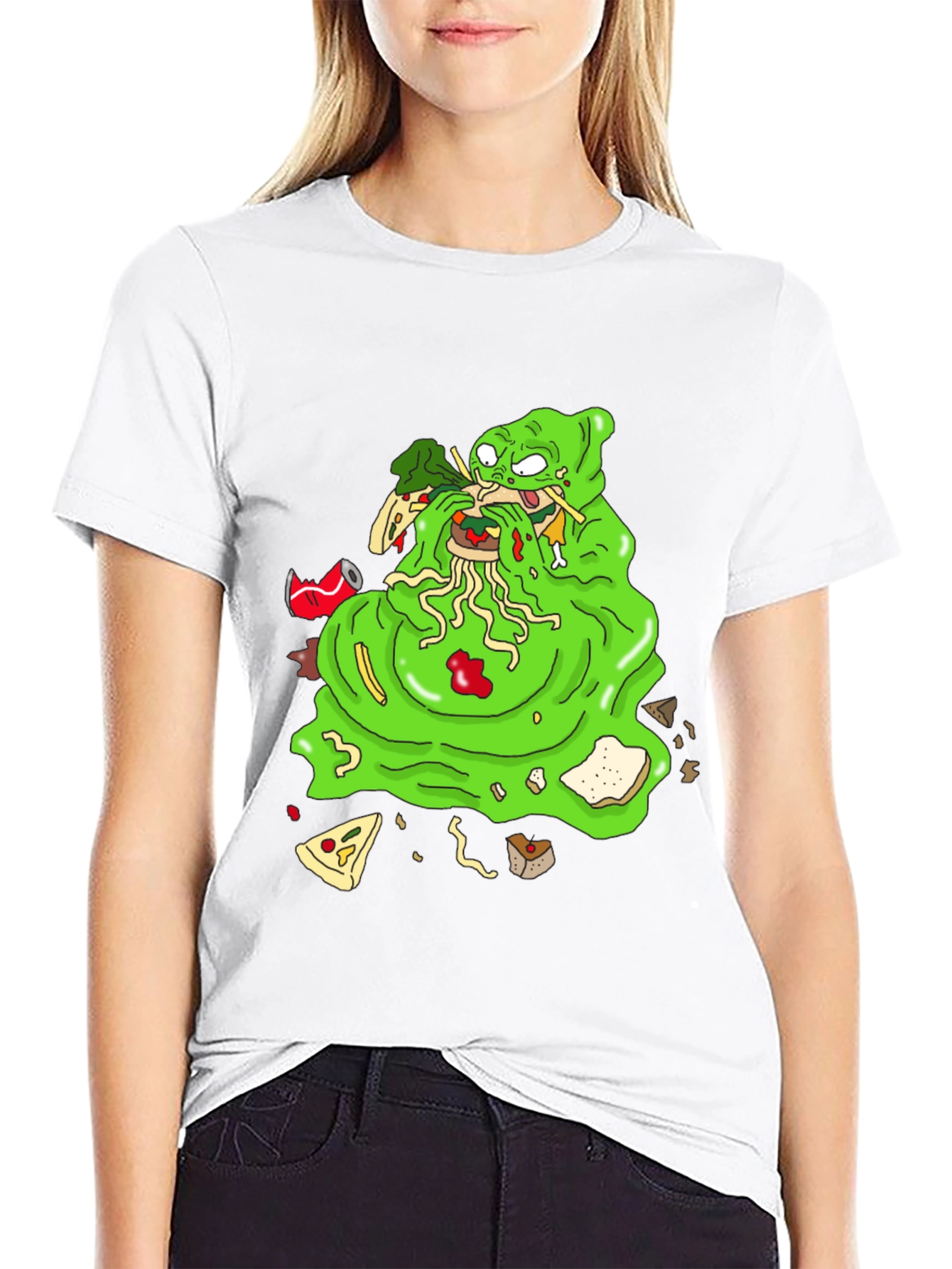 Green Blob Monster Eating Graphic T-Shirt